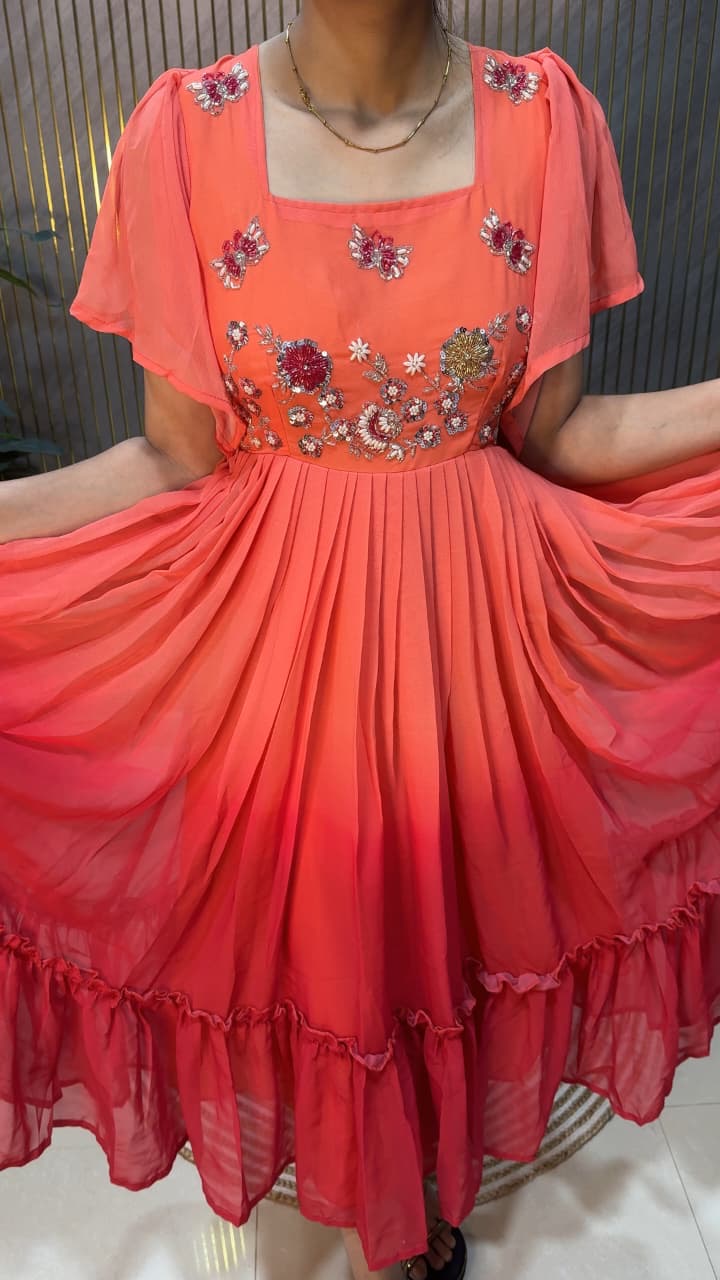 Premium Georgette frock With Hand Work