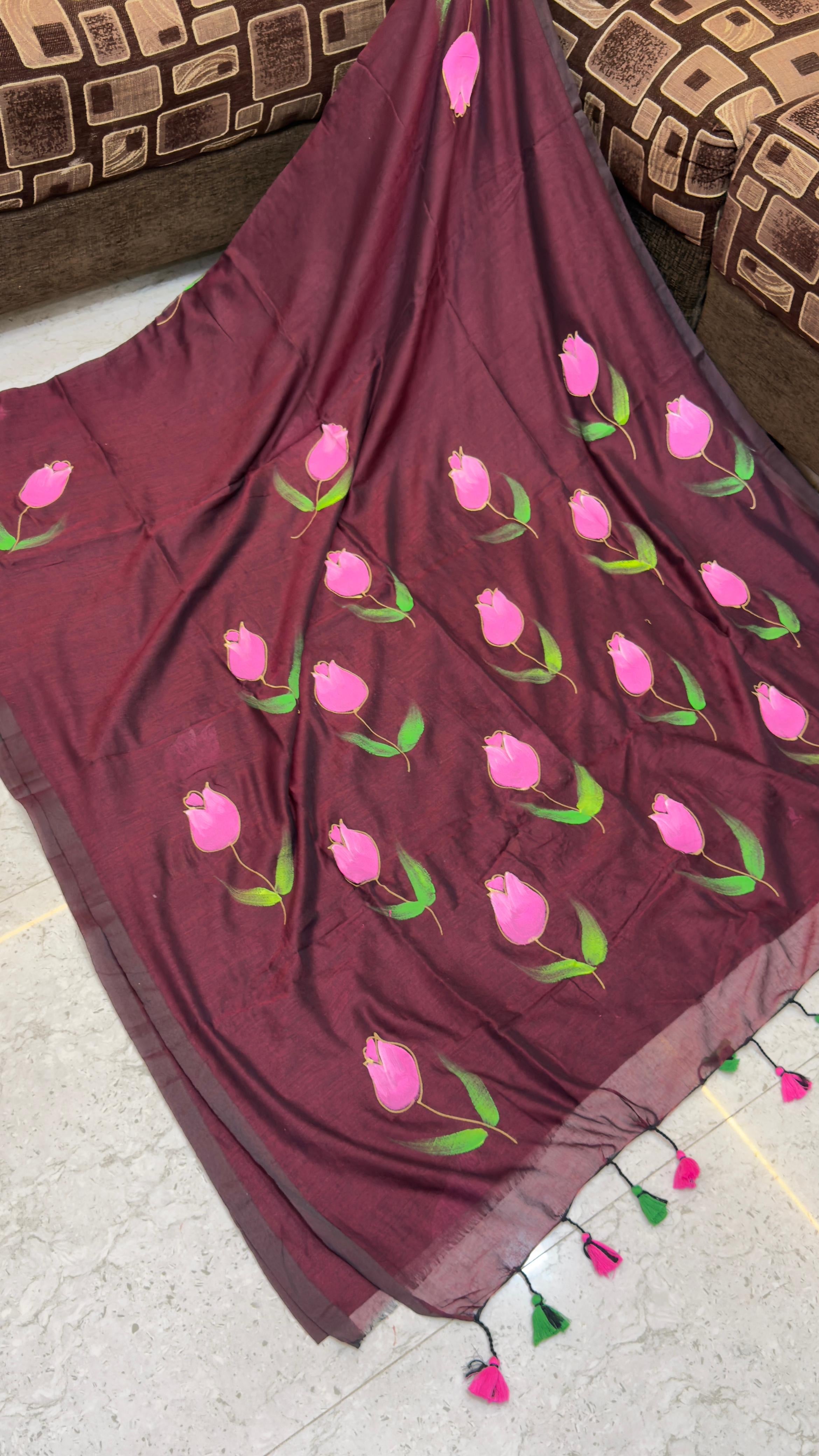 Pre Booking 1 week dispatch Hand paint Mul cotton saree