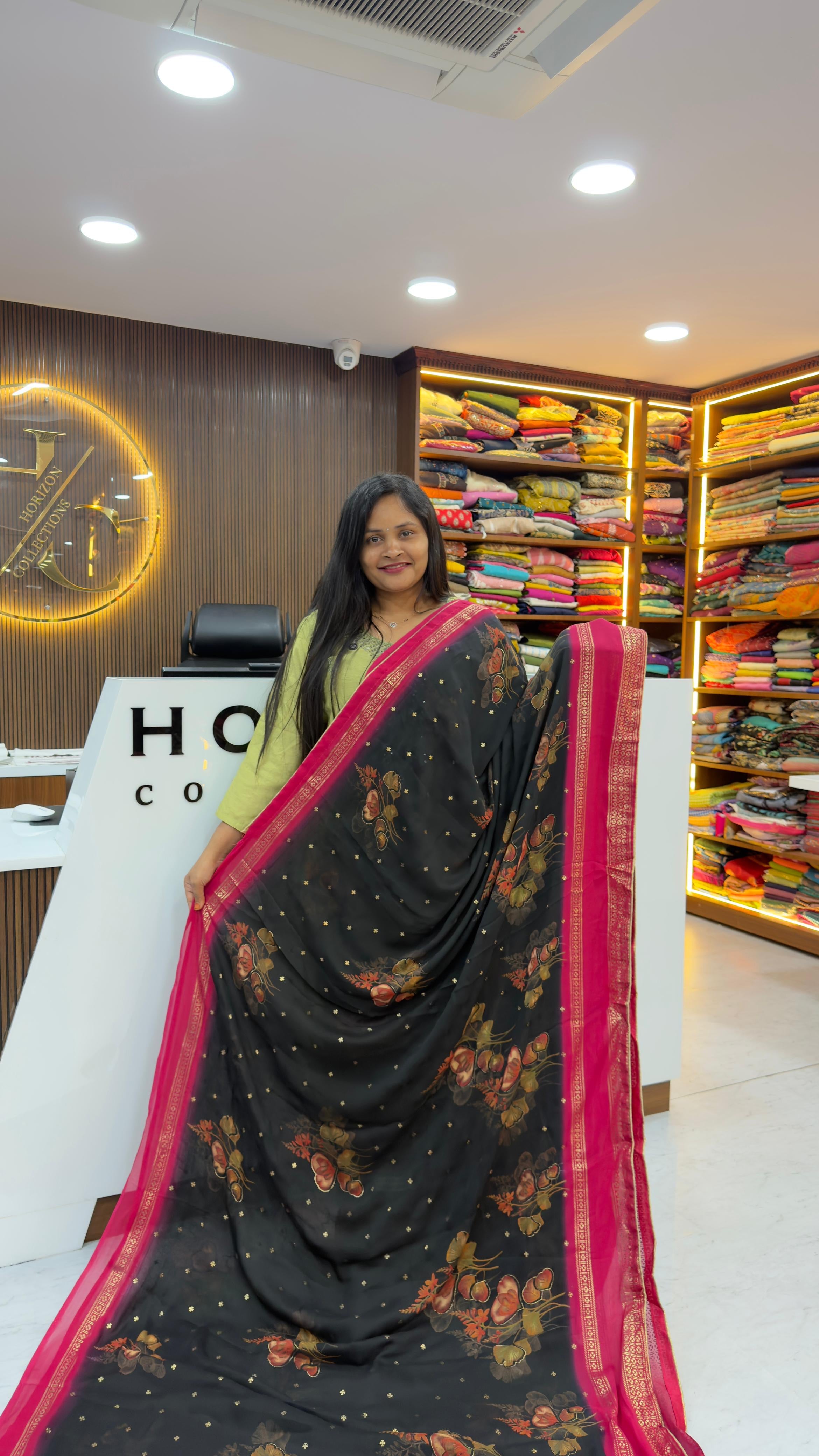 Pre BookingChiffon sarees with piping