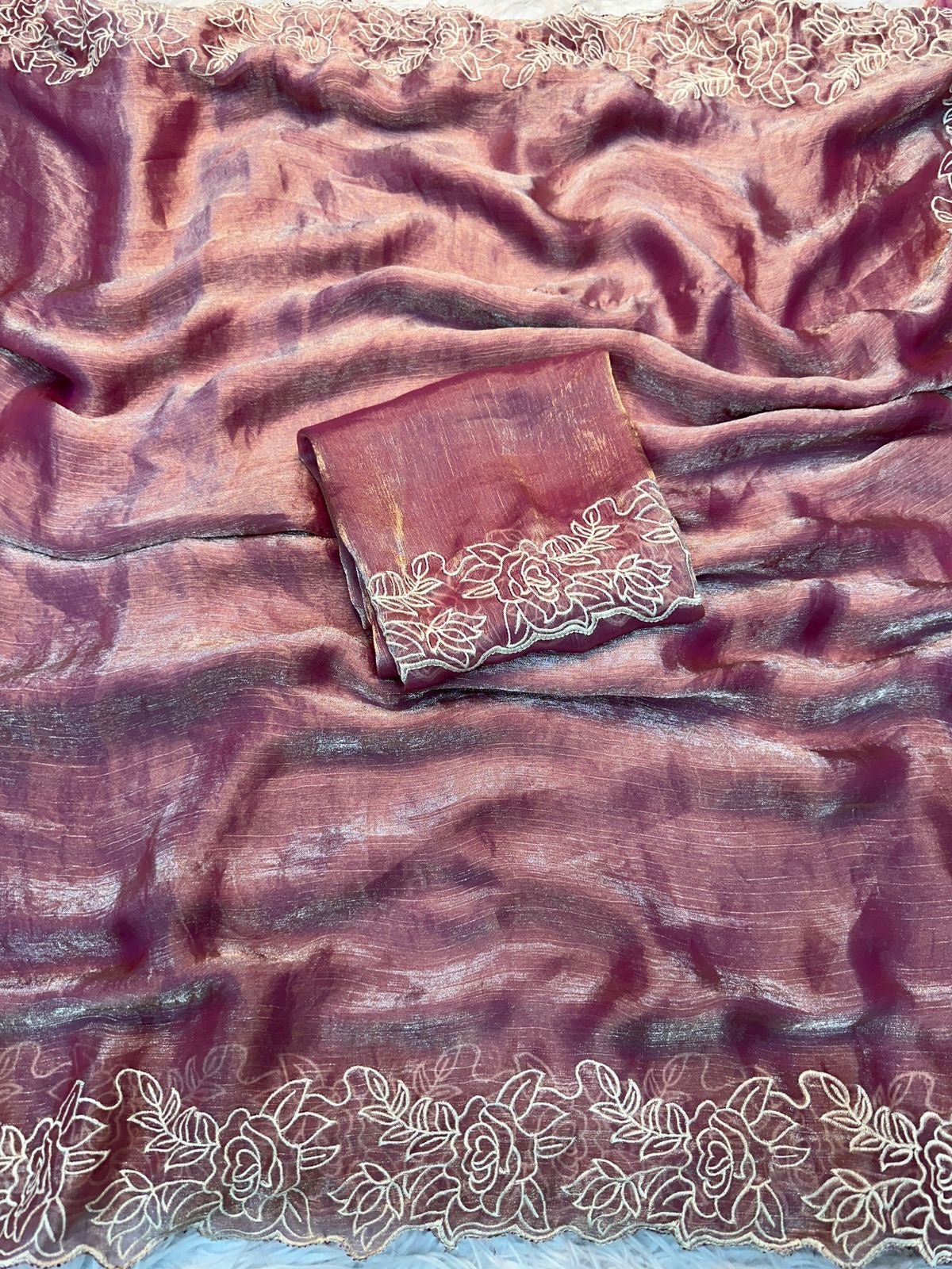 Chiffon saree with embroidery work