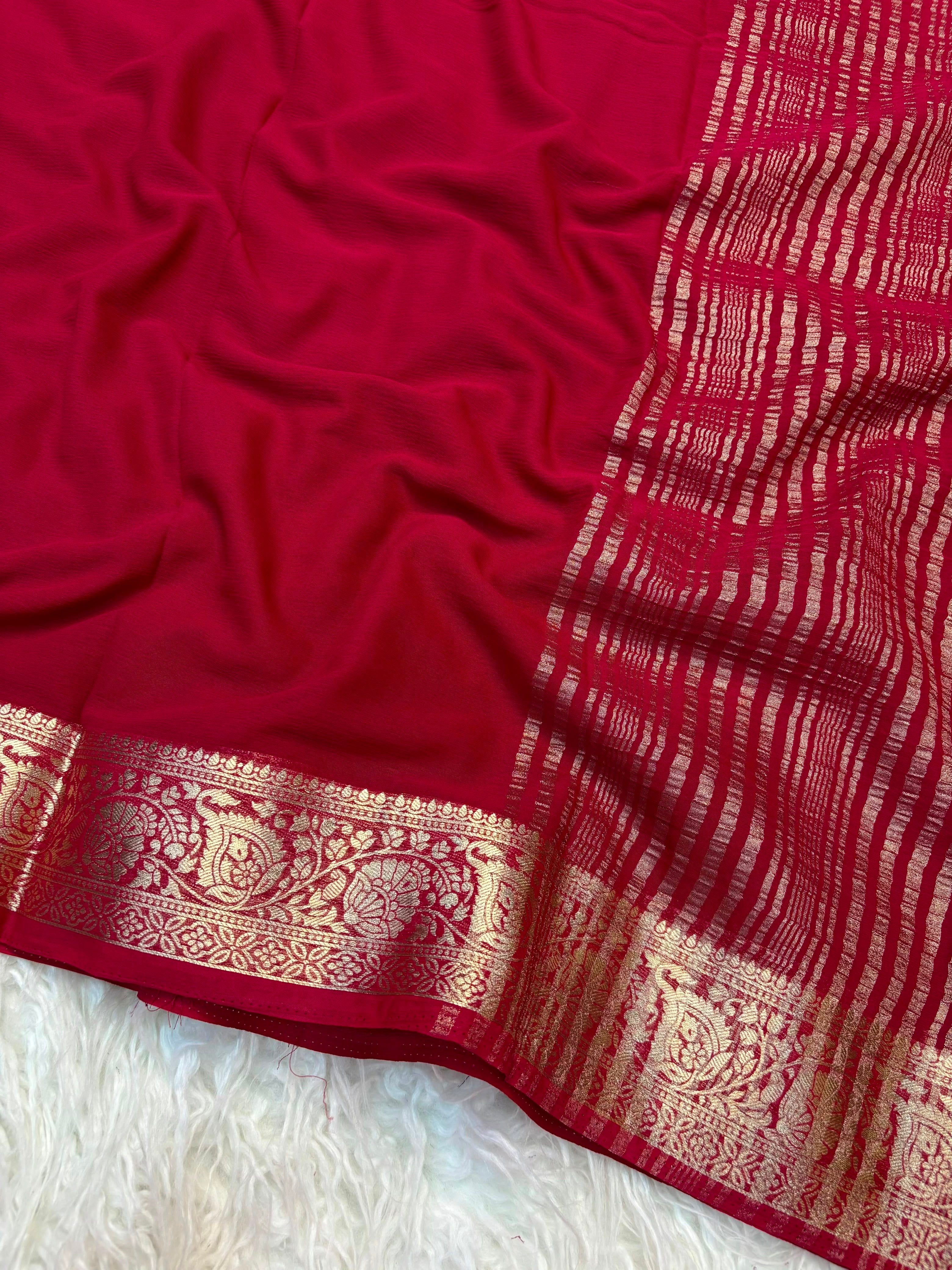 Pure chiffon saree with jacquard pallu(NON-STORE)