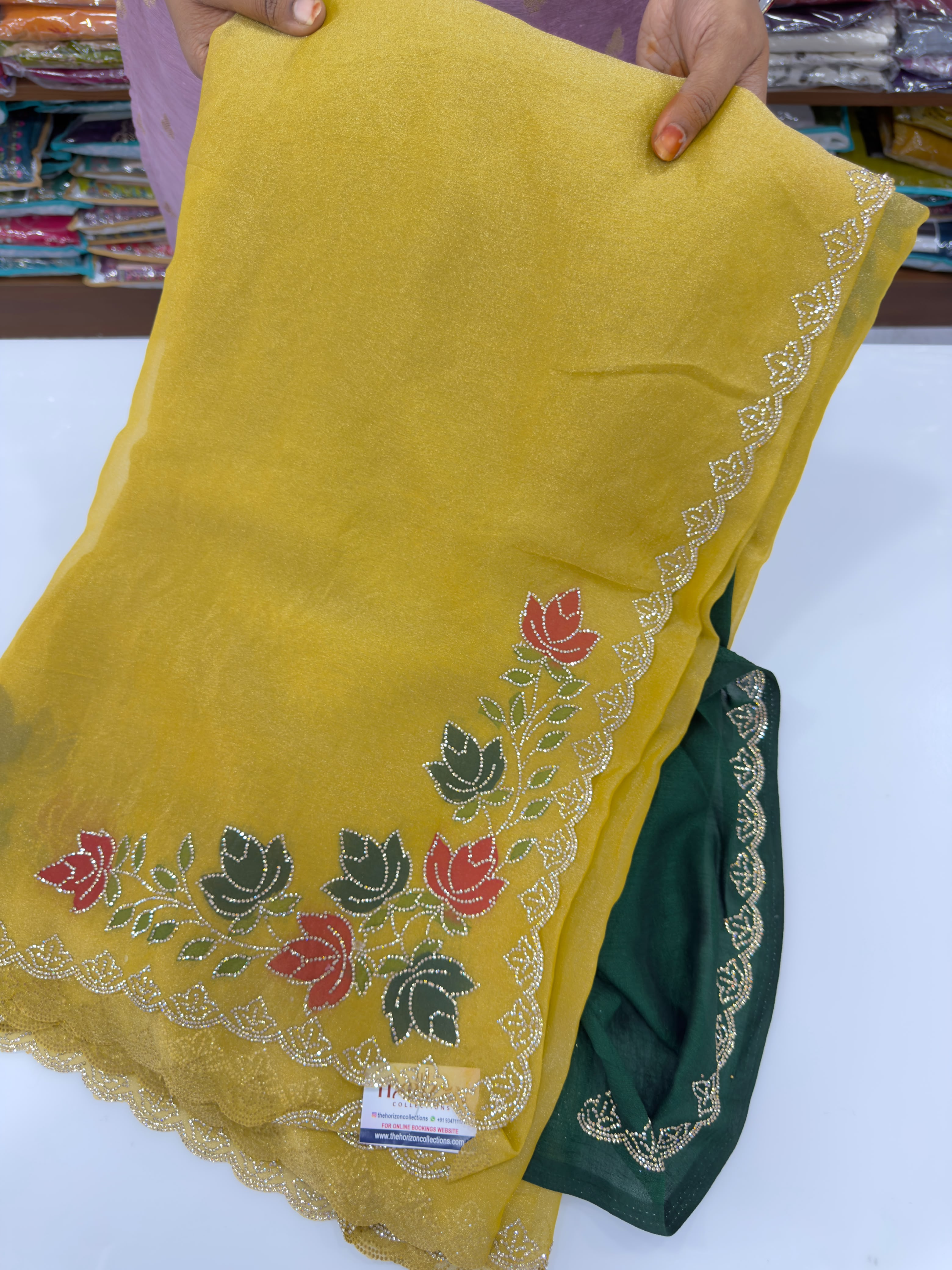 Soft organza shimmer tissue sarees
