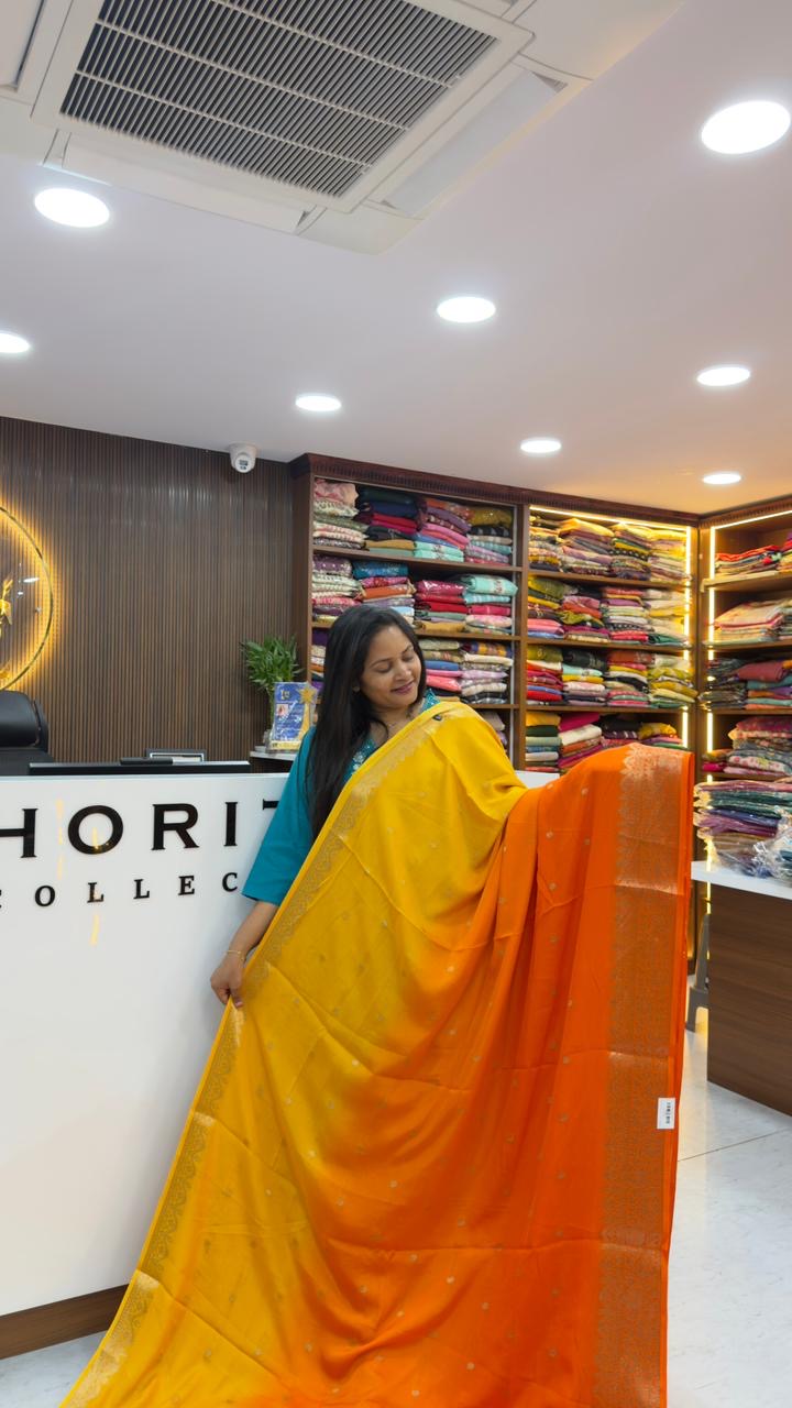 Triple shade Banarasi chiffon sarees