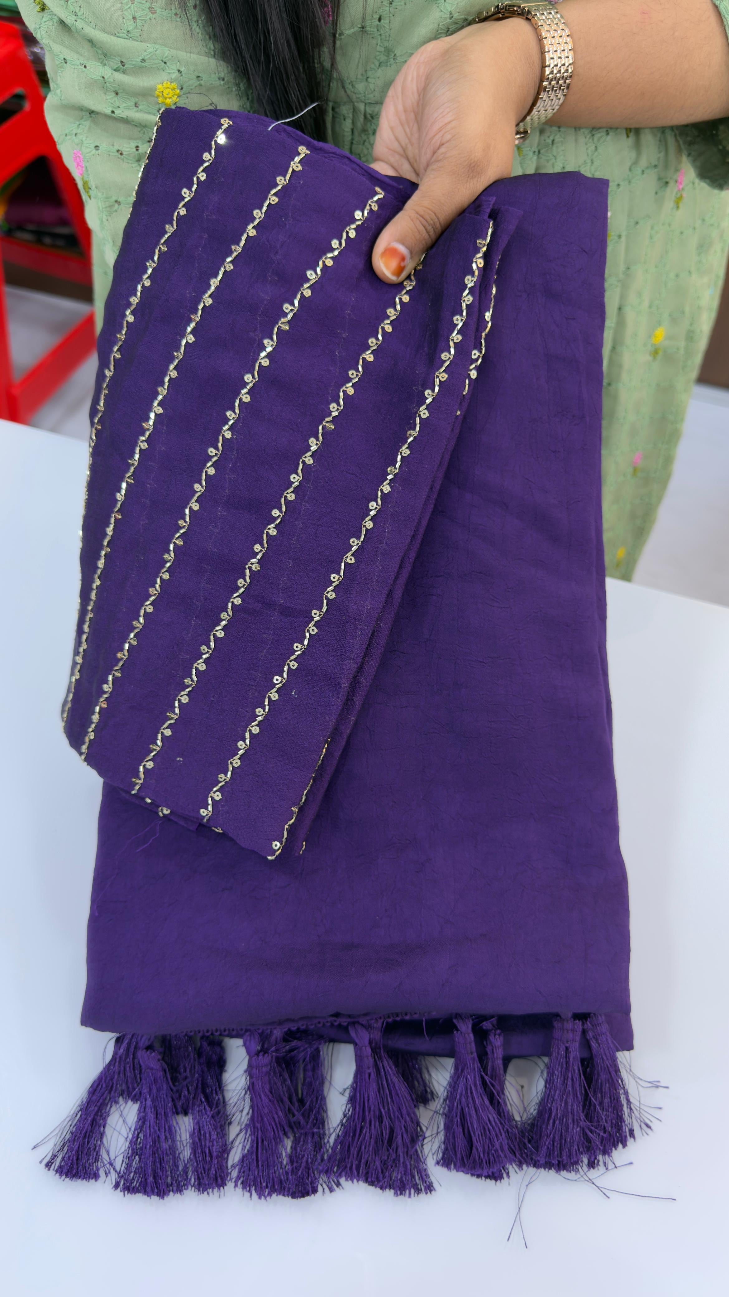 Wrinkle crush party wear saree