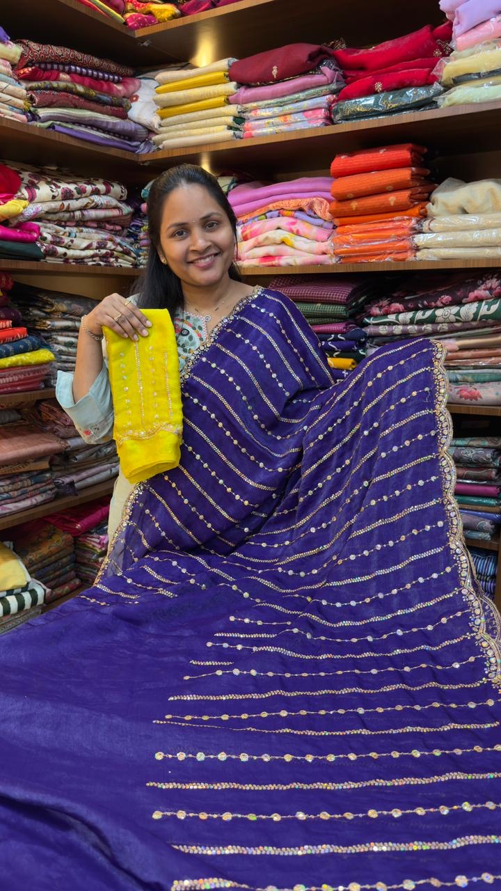 Space silk with Zari embroidery