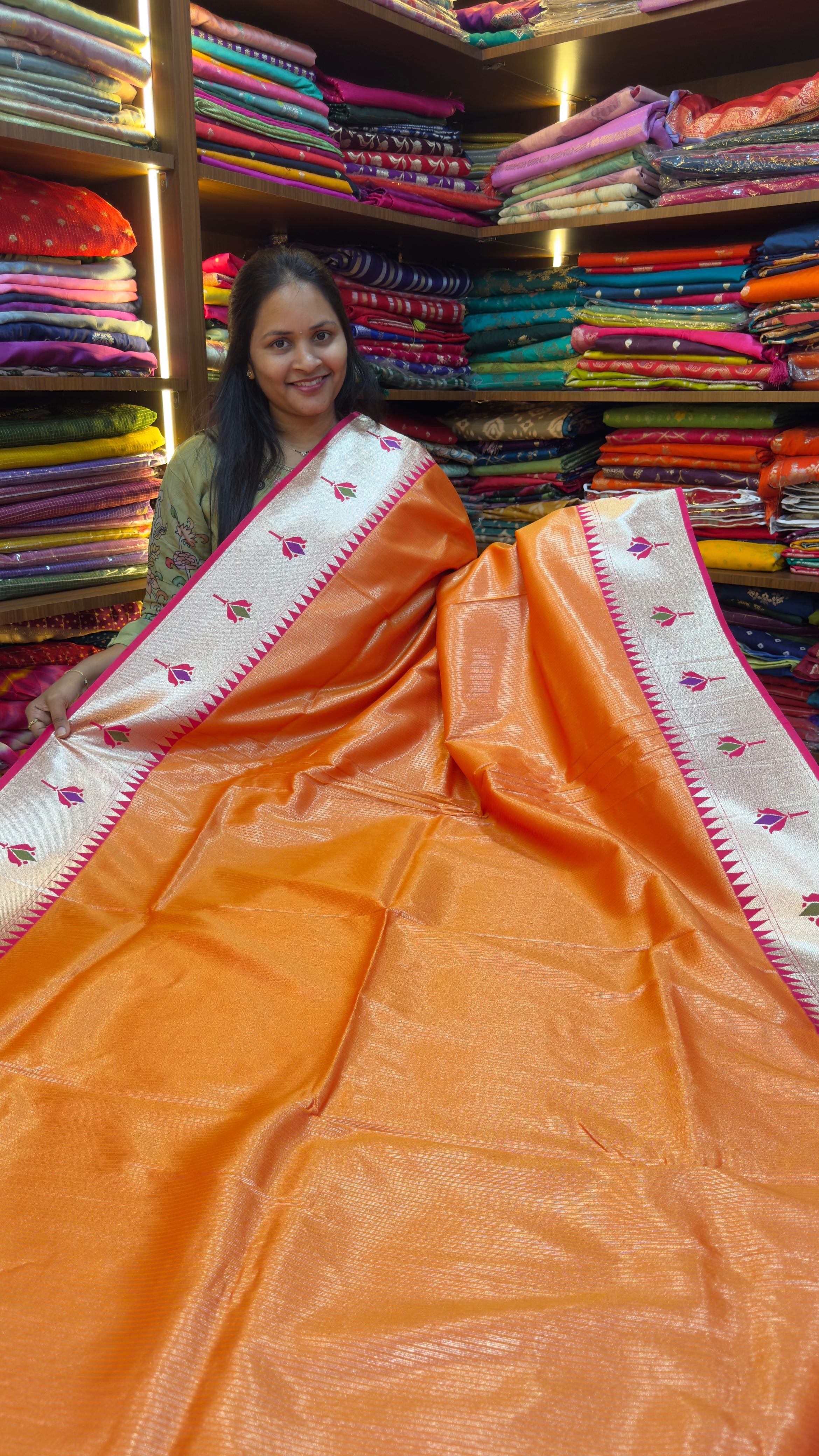 Paithani sarees with zari lines
