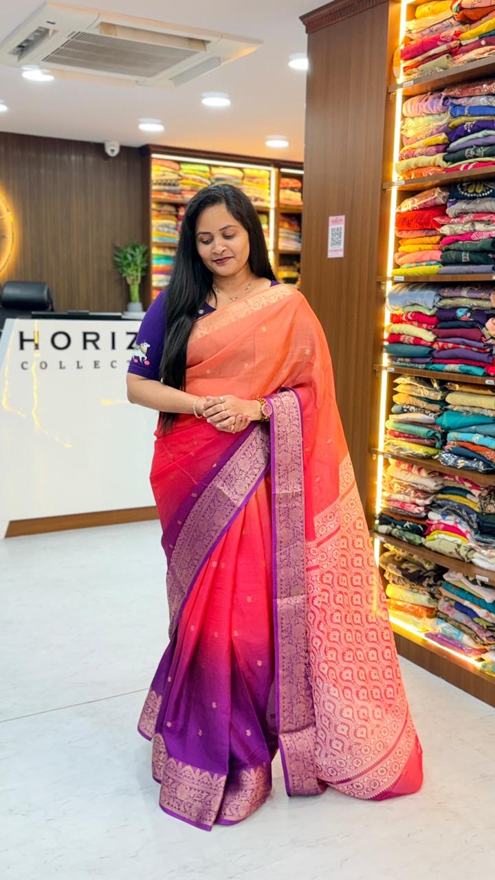 Triple shaded light weight fancy sarees