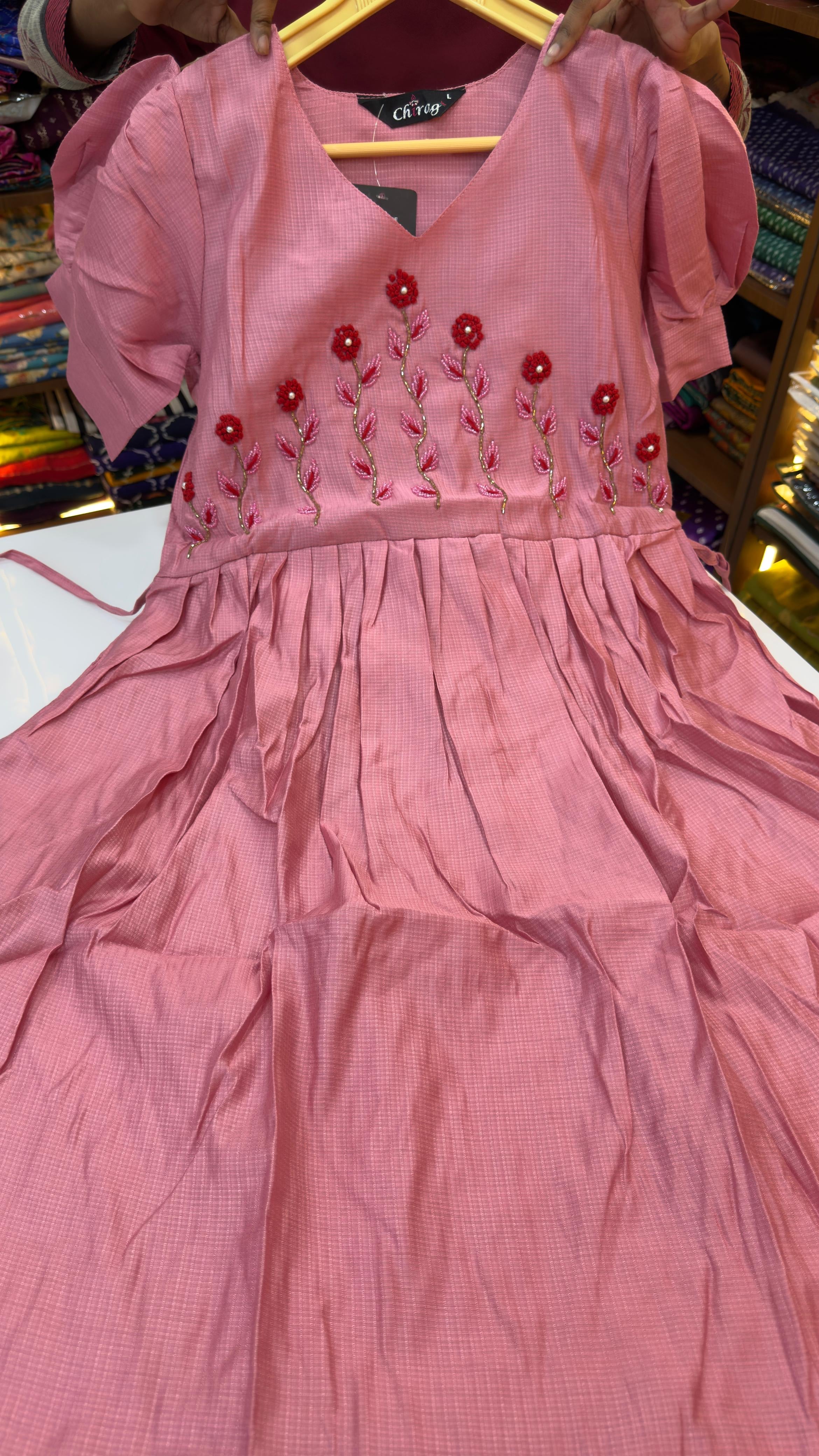 Vertical frocks with maggam work