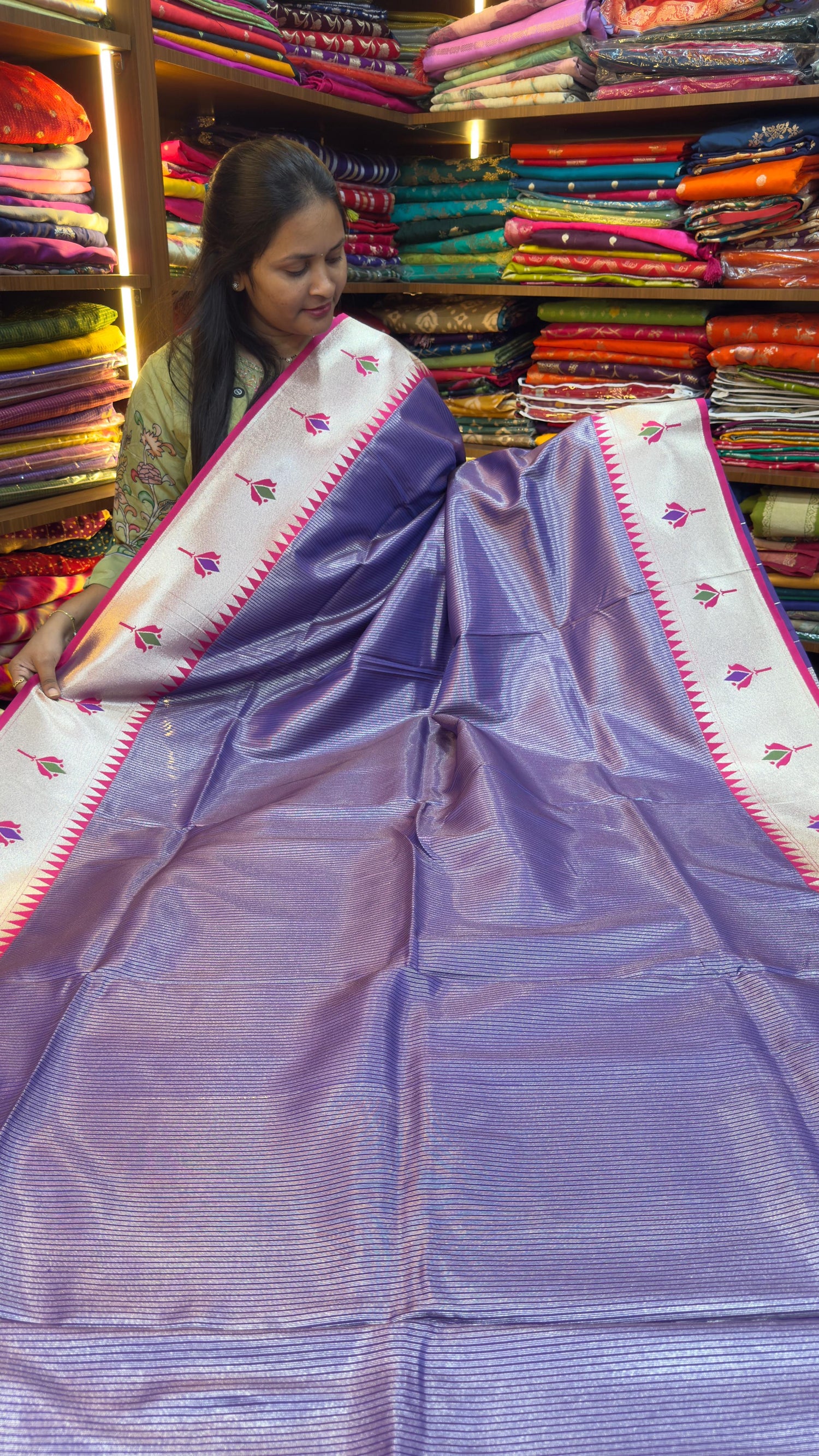 Paithani sarees with zari lines