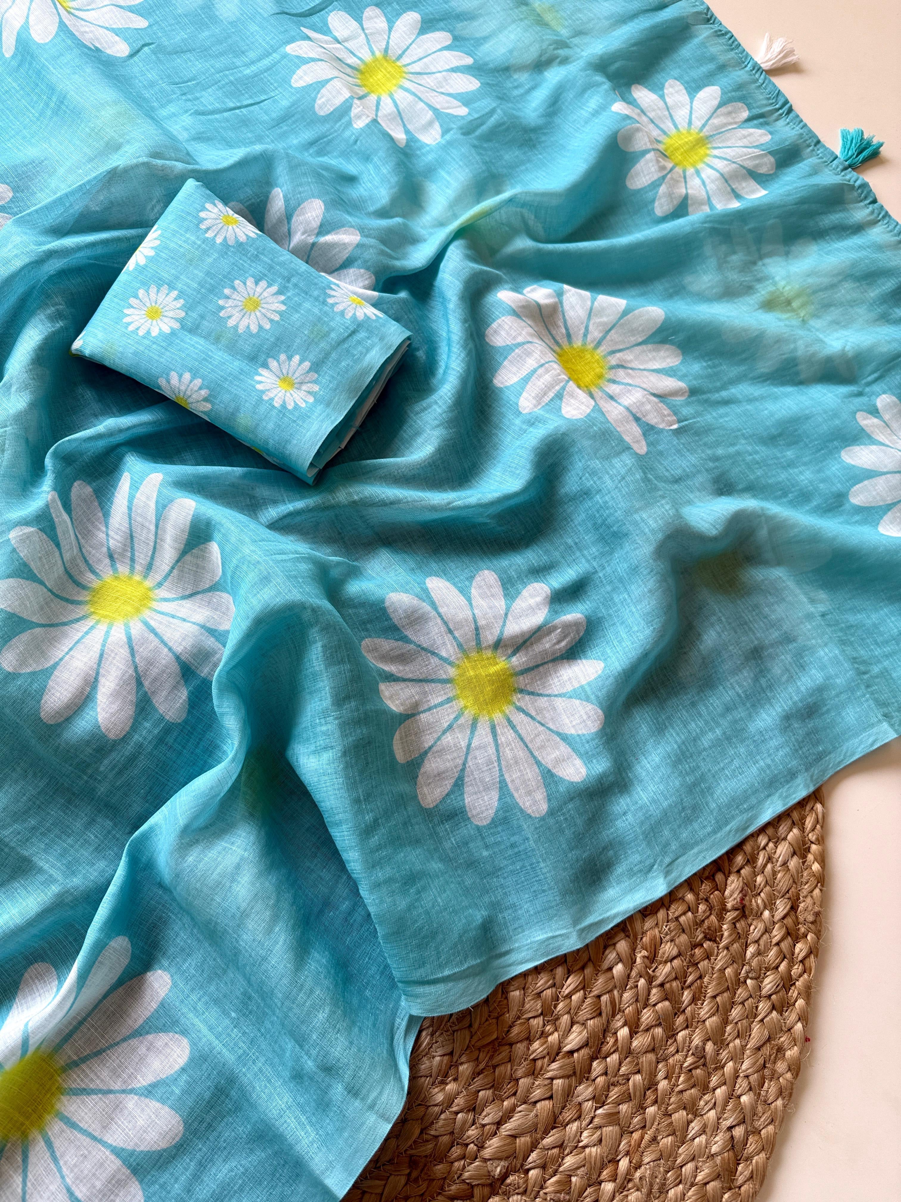 Soft linen with floral print