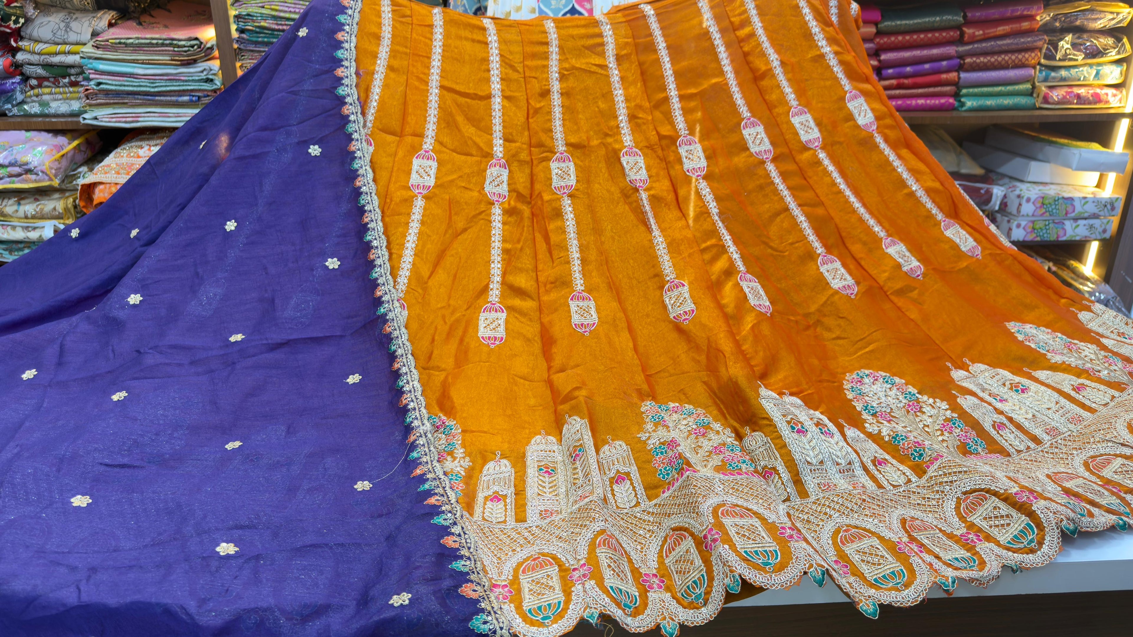 Space silk lehengas
