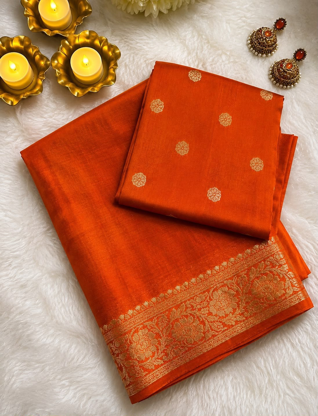 Mysore Crepe Viscose Saree With Weaving Butti Viscose Blouse(NON-STORE)