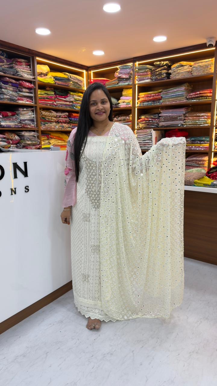 Chikankari Georgette fabric dress material