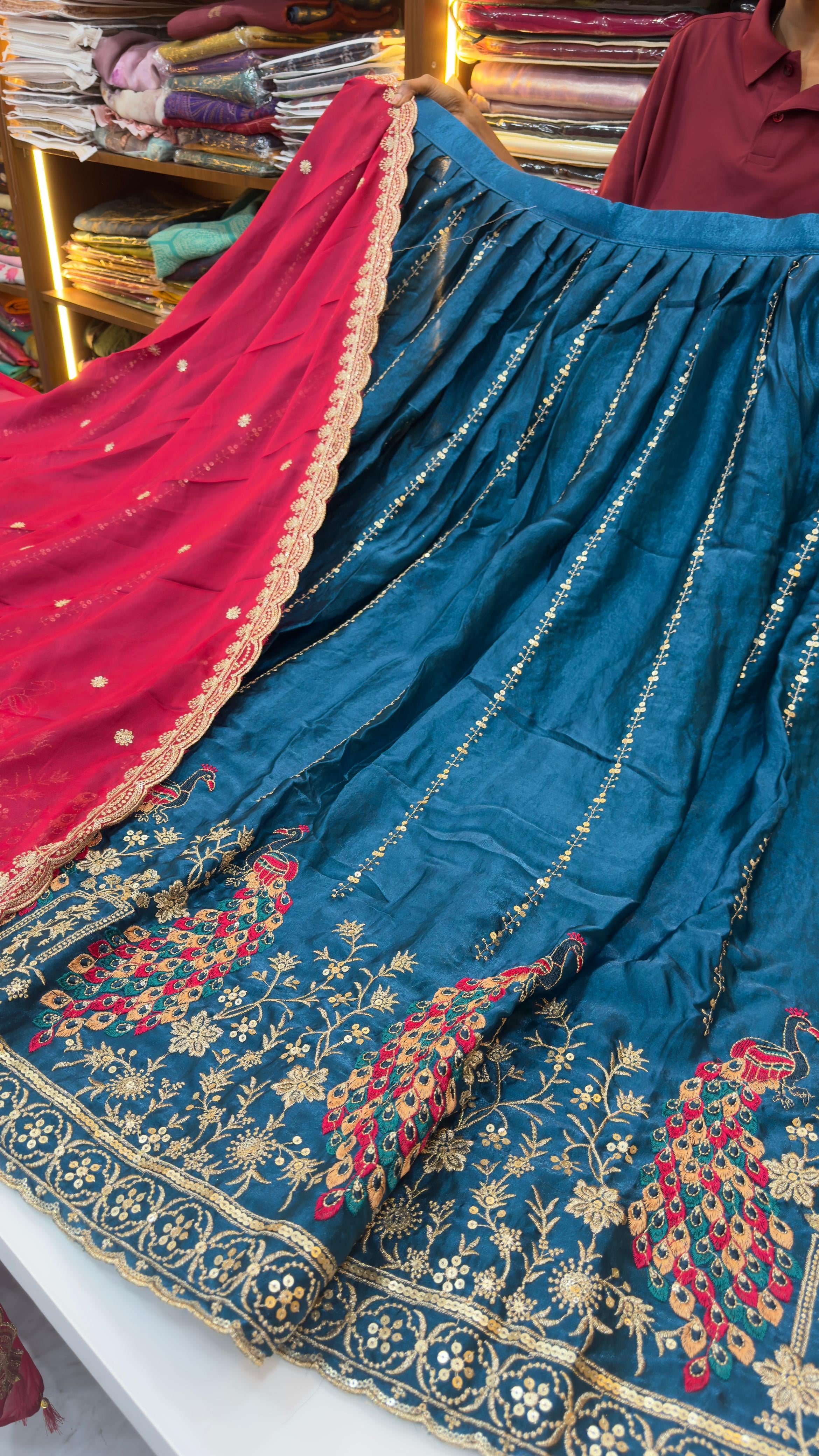 Party wear Lehengas in Space silk fabric