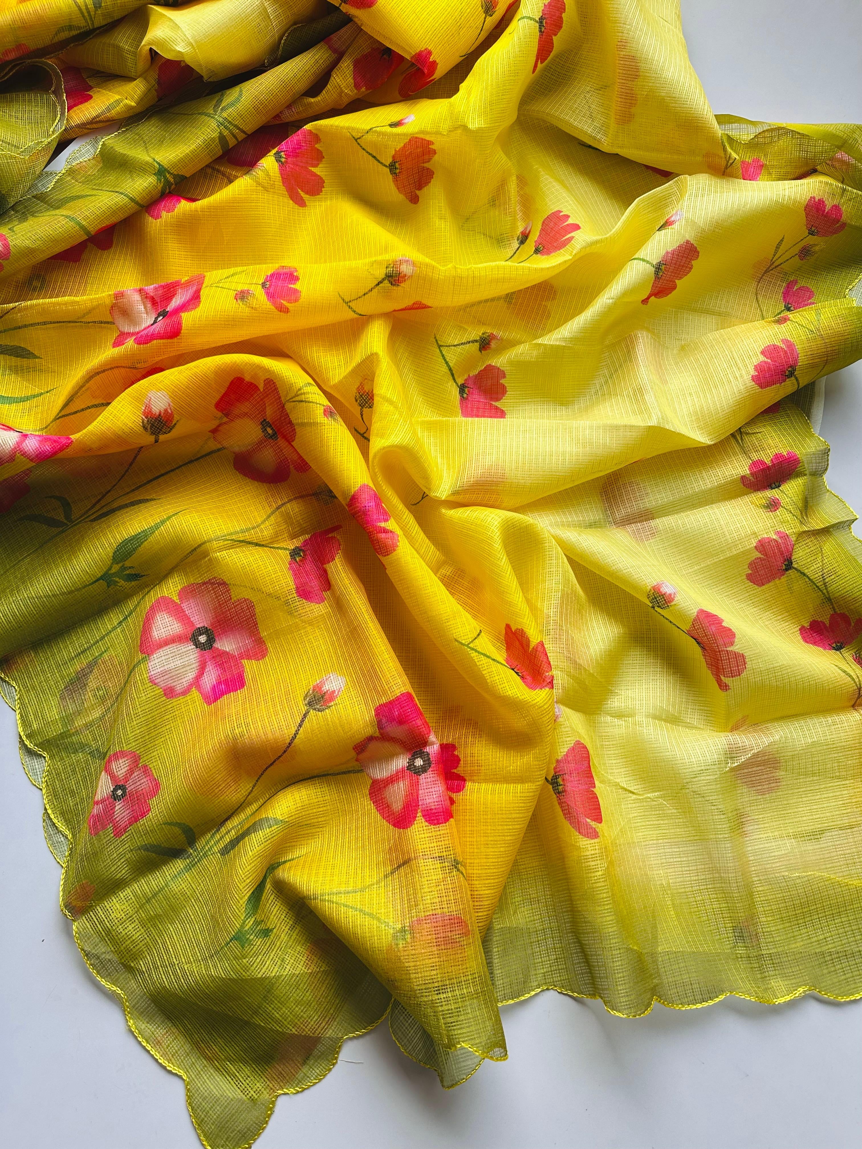 Heavy kota check in floral print