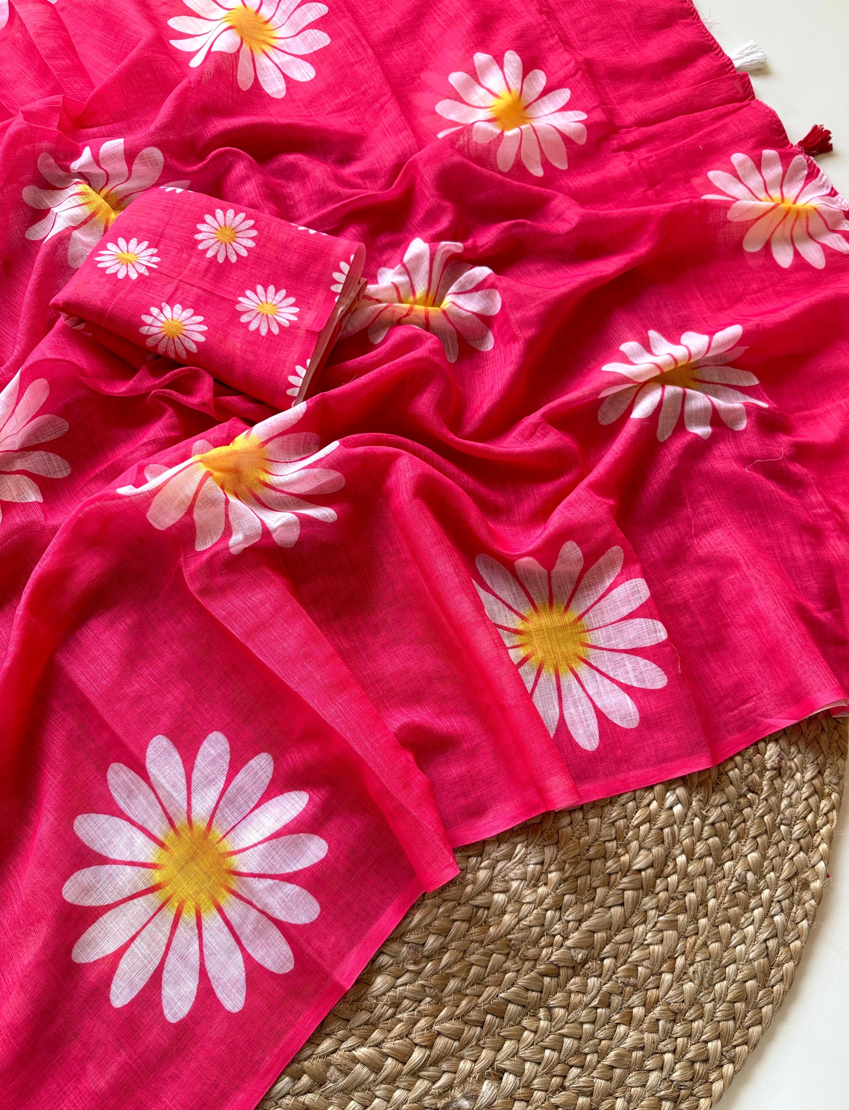 Soft linen with floral print