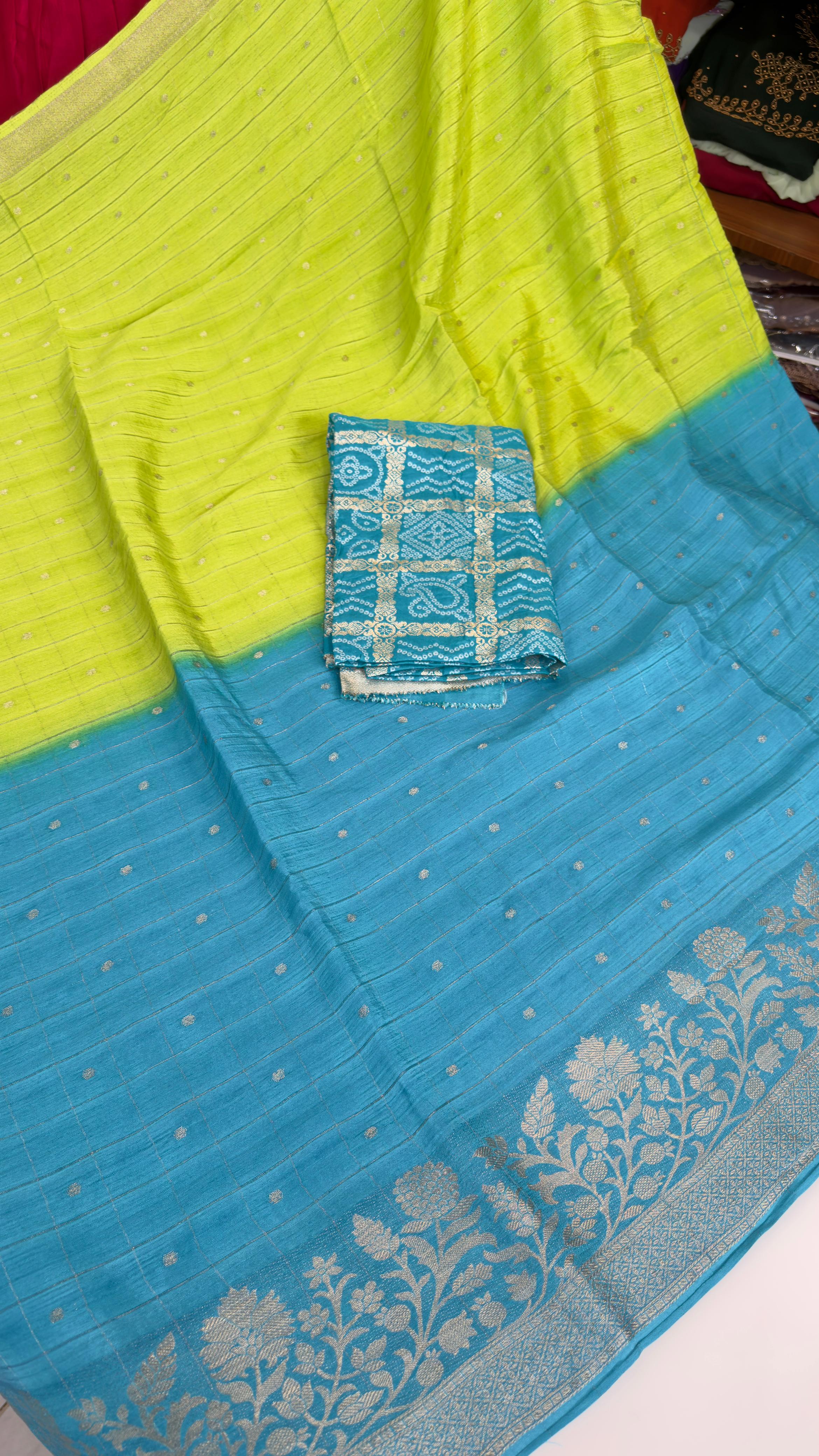 Dual shade Chinon sarees
