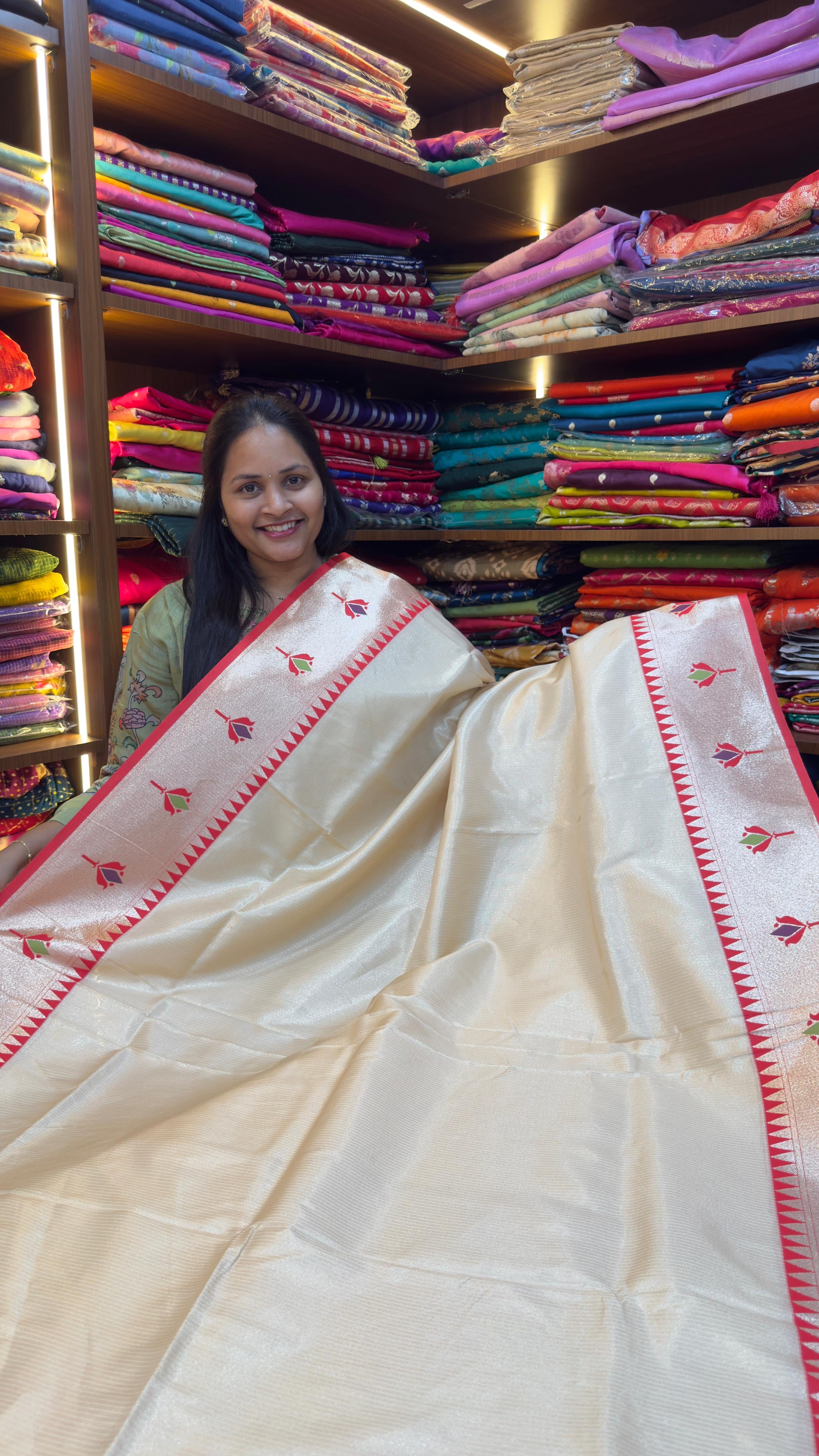 Paithani sarees with zari lines