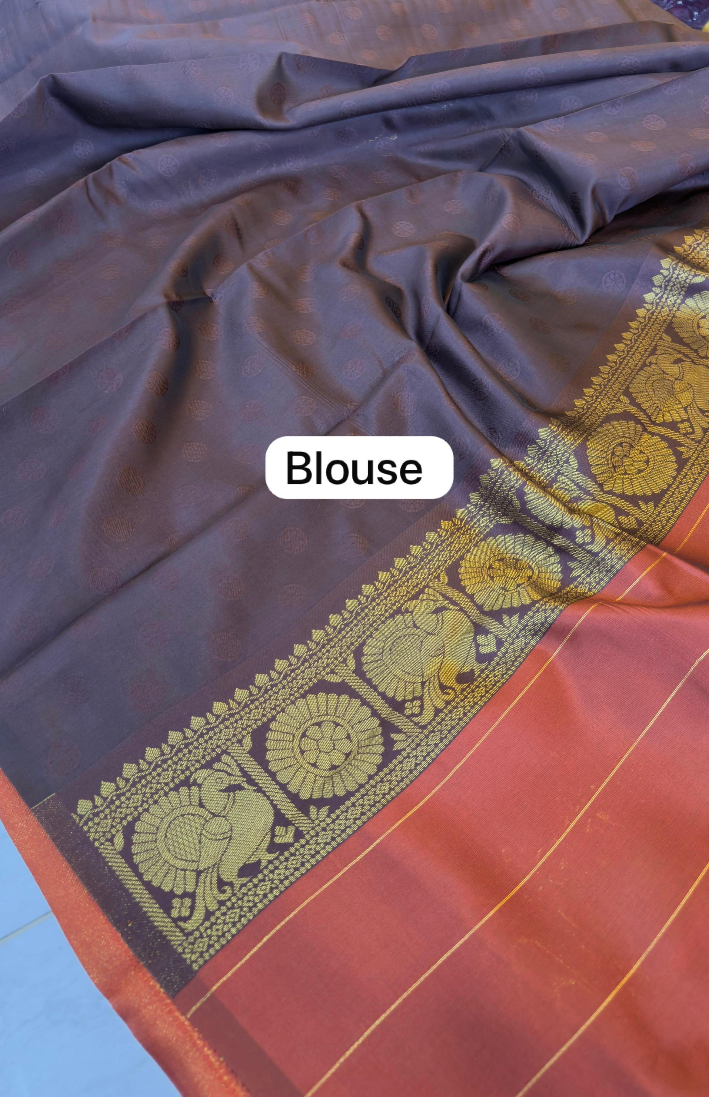 Rust orange soft pattu saree