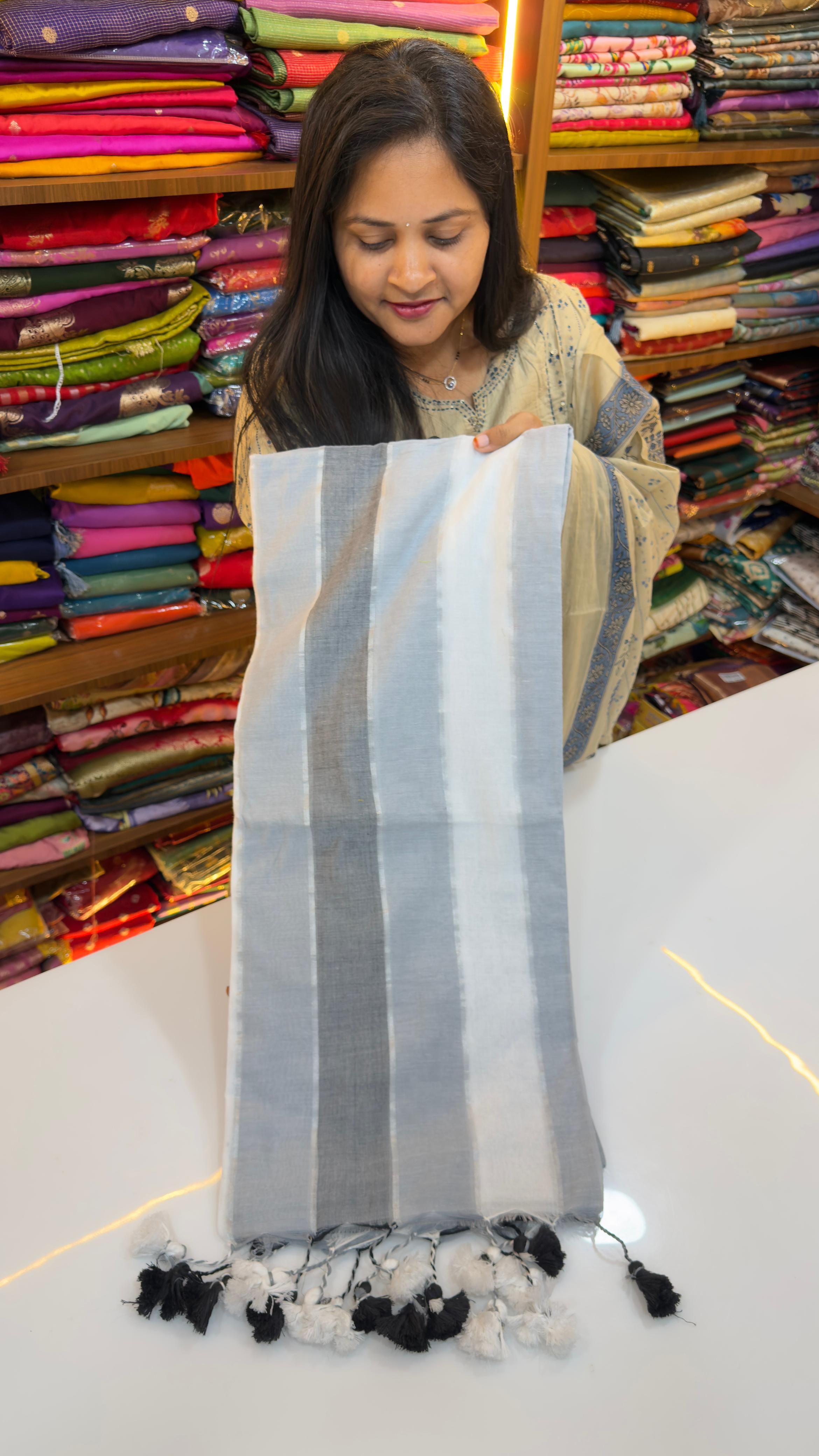Rainbow Stripes Mul cotton Saree