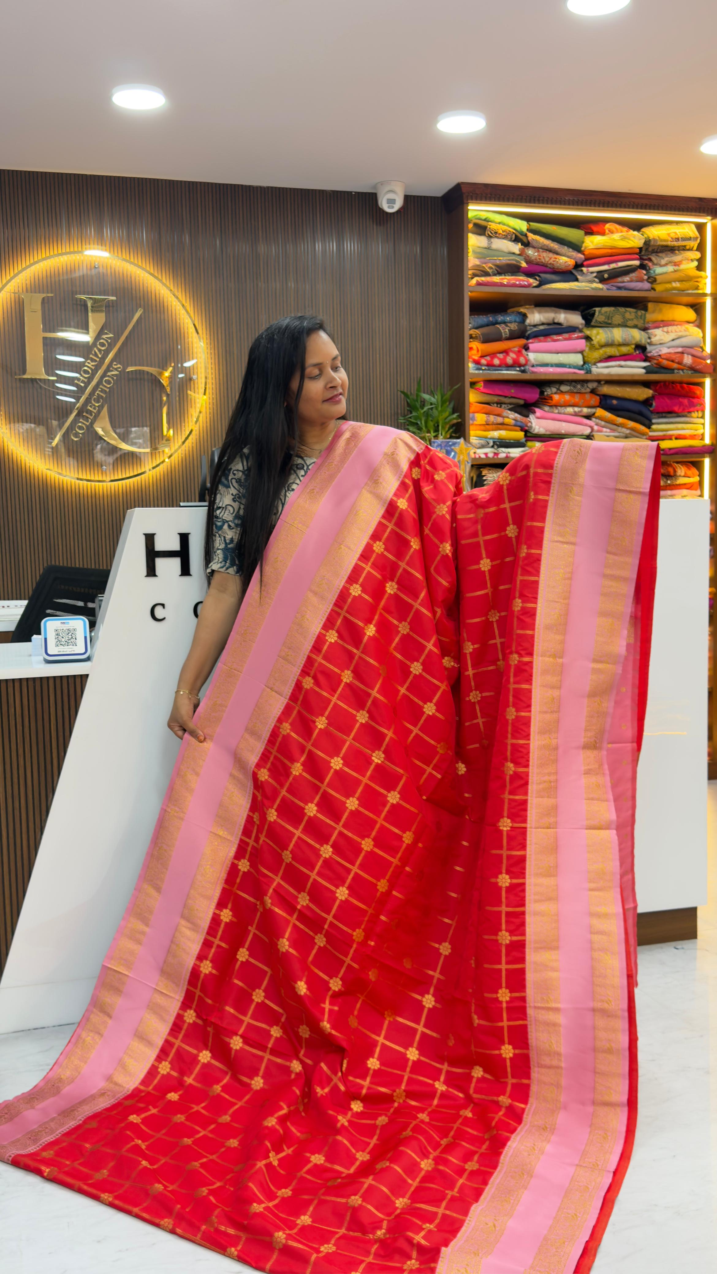 Vintage style Big Chexs Saree