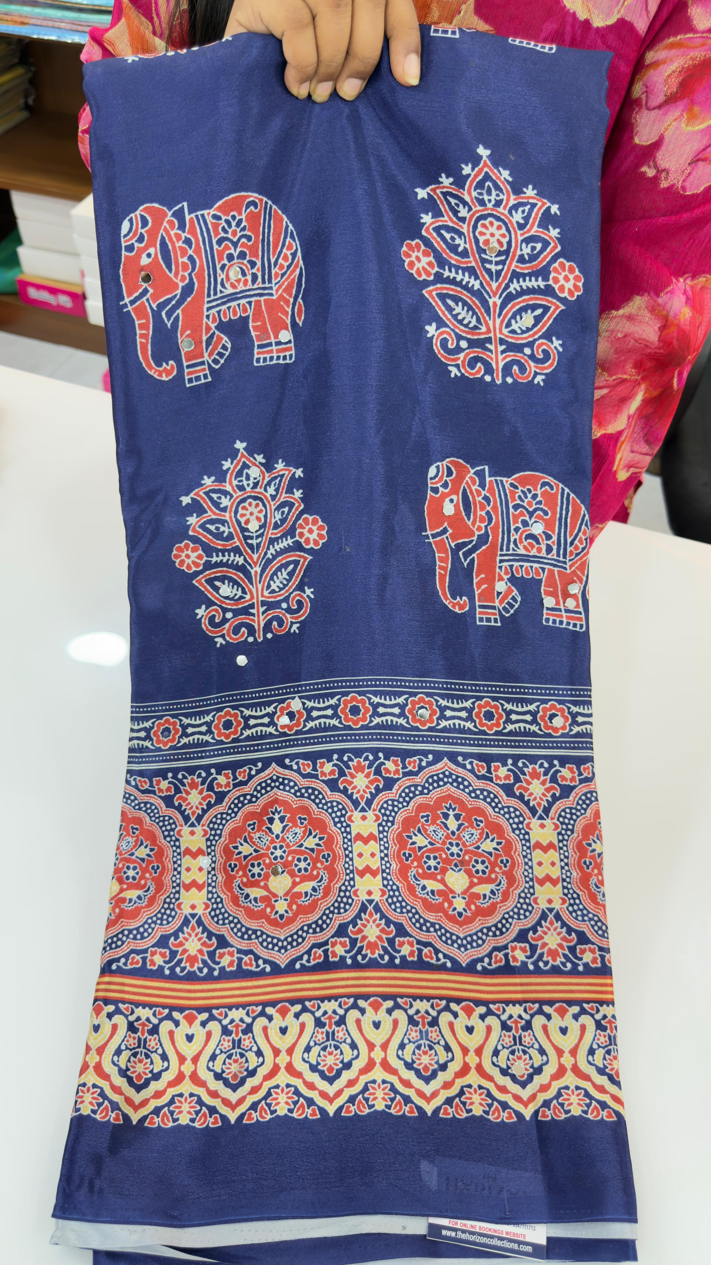 Satin Ajrakh sarees