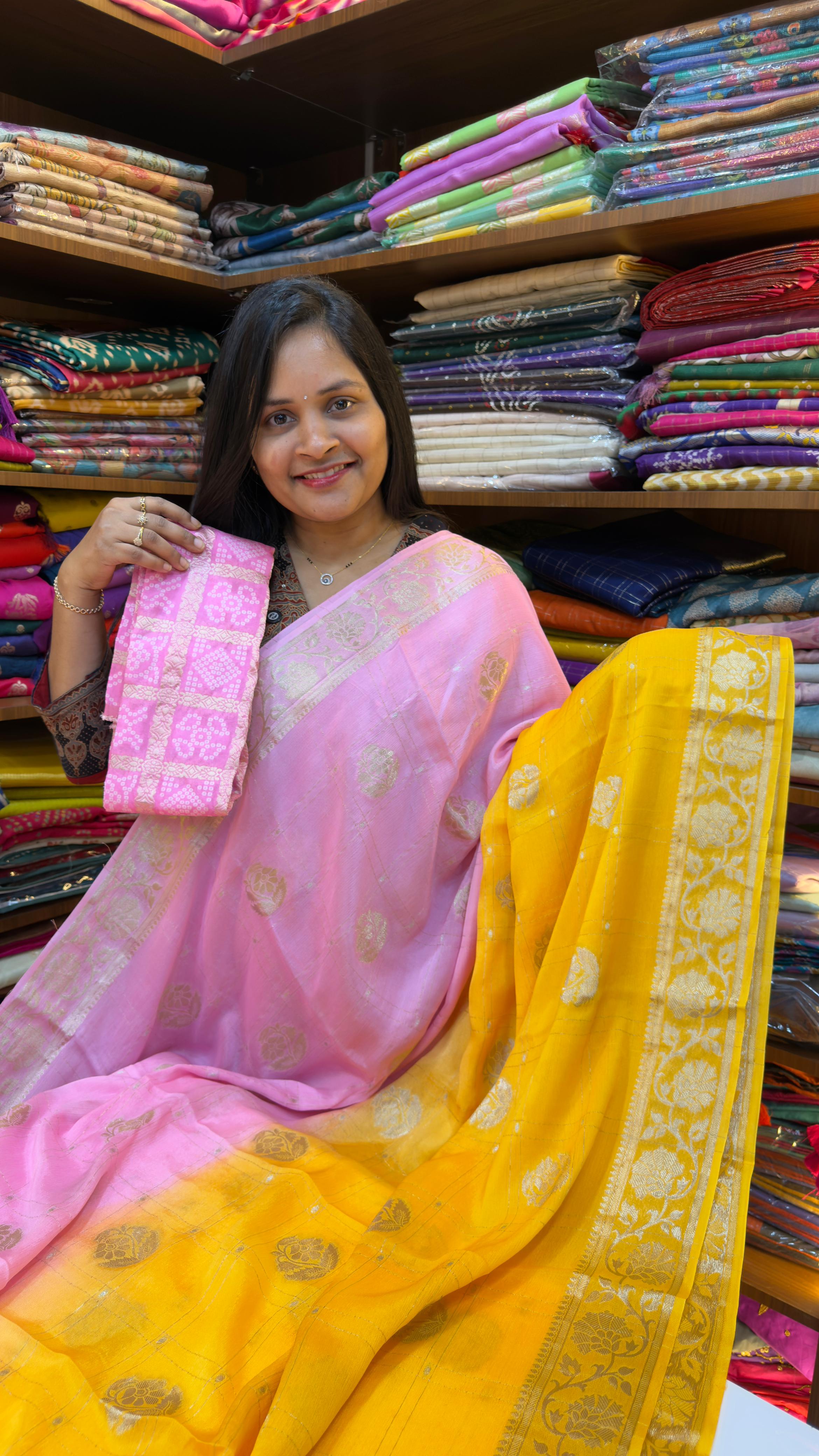 Dual shade viscose Banarasi saree