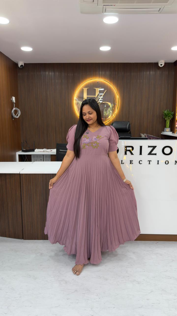 Georgette full flared frocks with maggam work all over