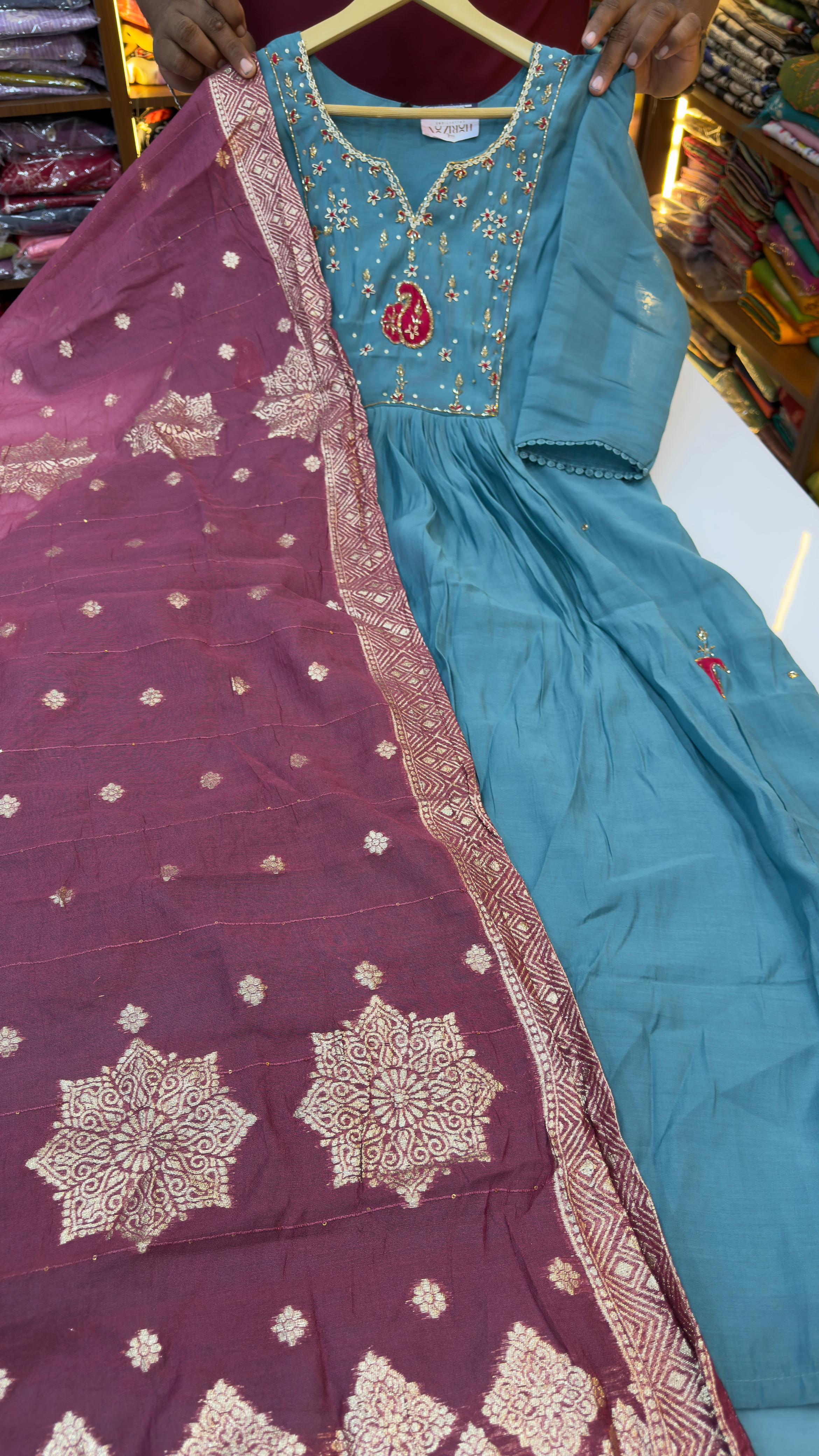 Mul Chanderi party wear dress