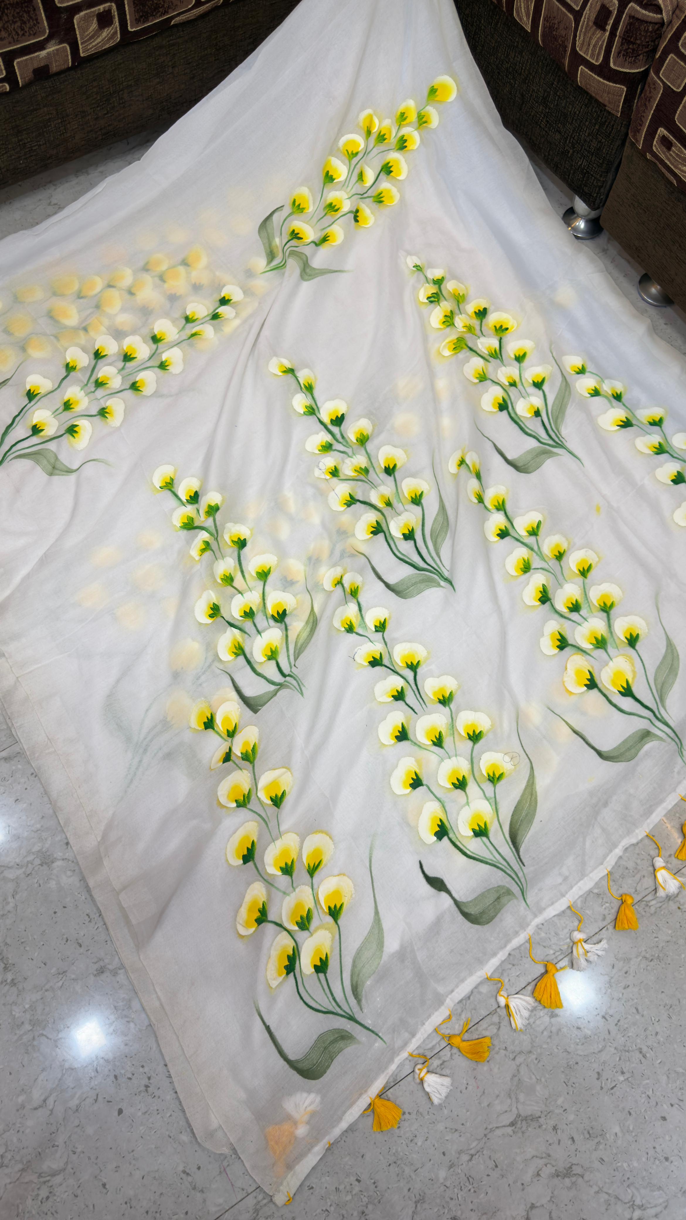 Mull cottons with brush paint