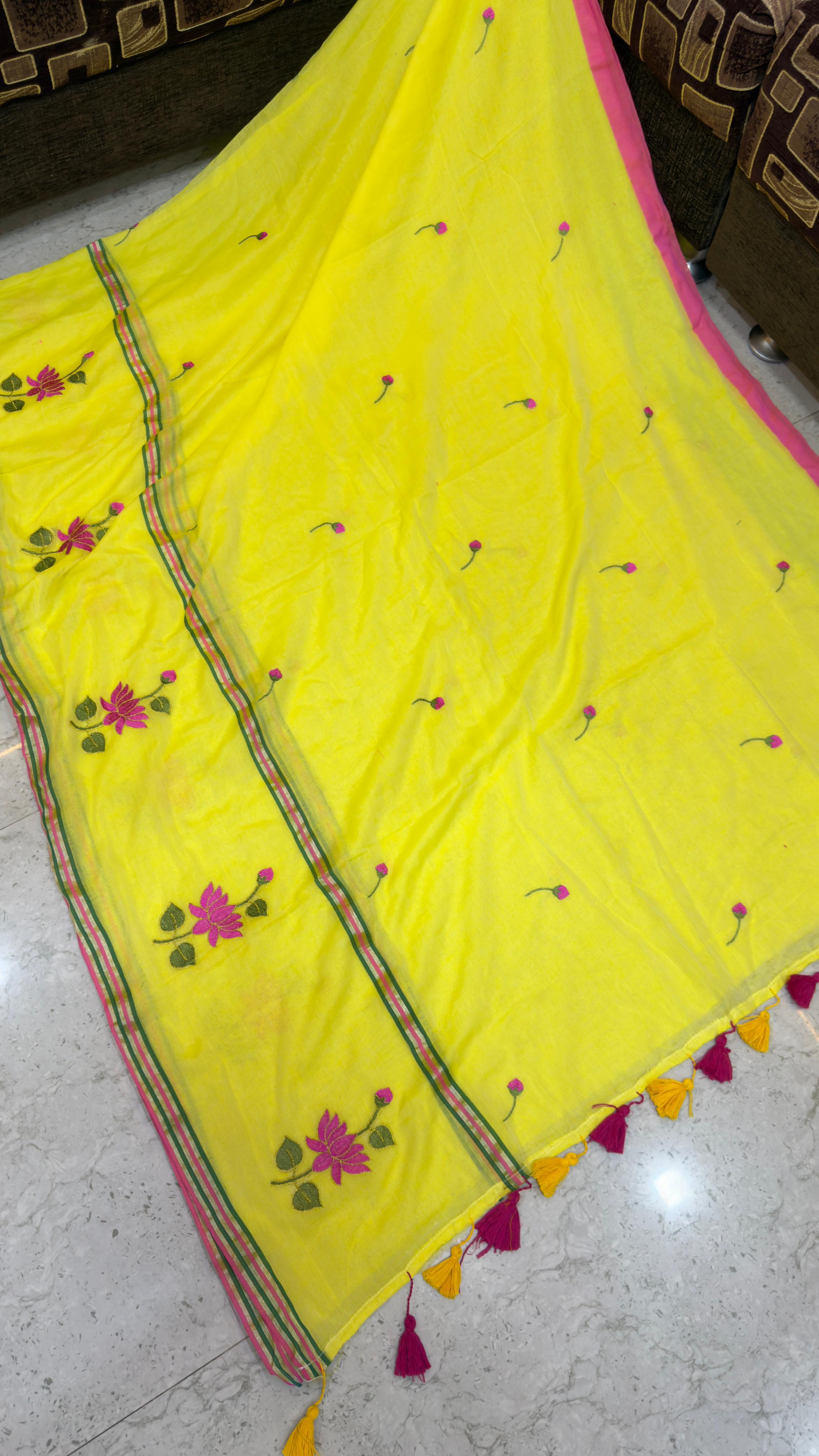 Mull cotton with embroidery