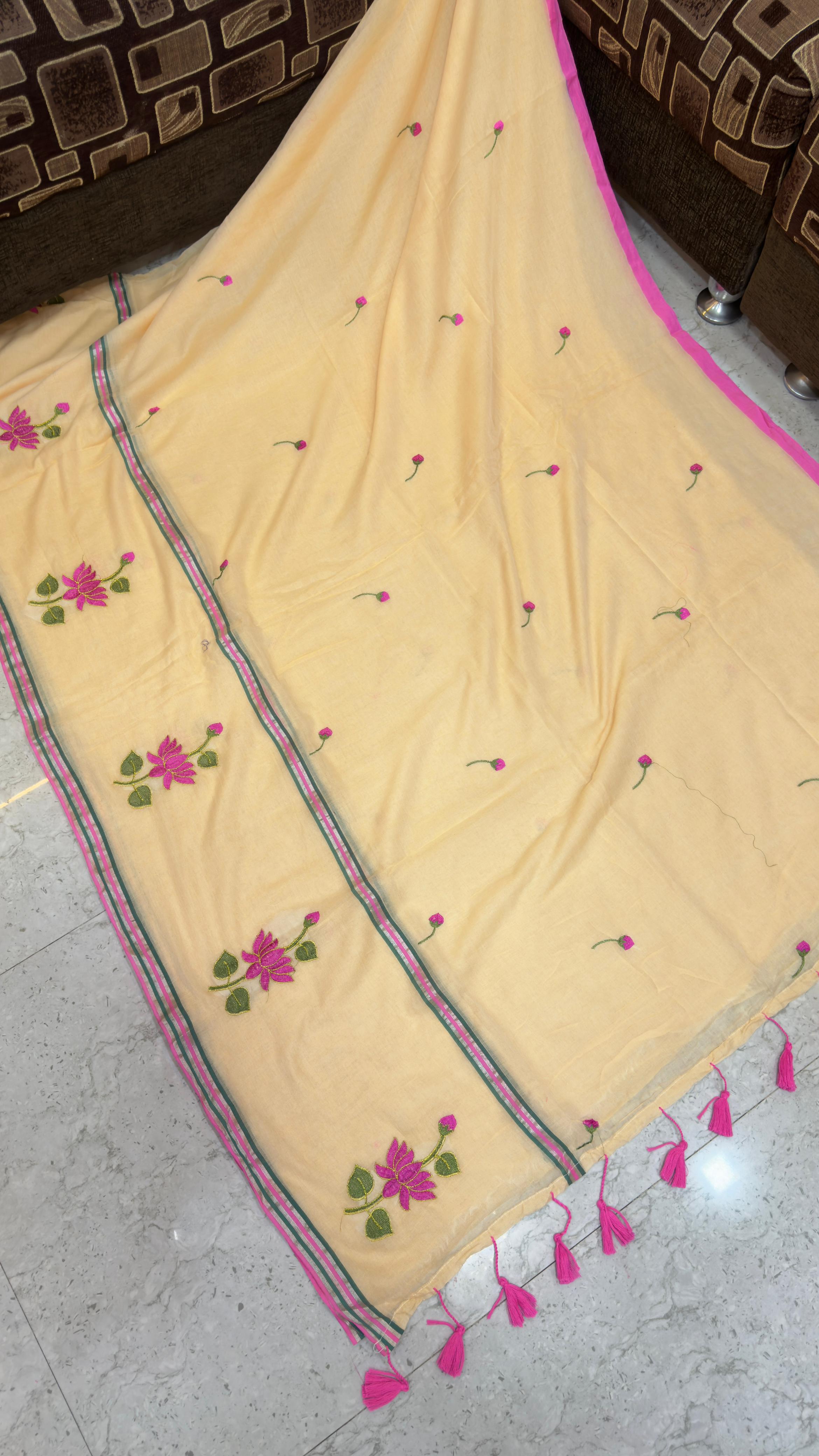 Mull cotton with embroidery