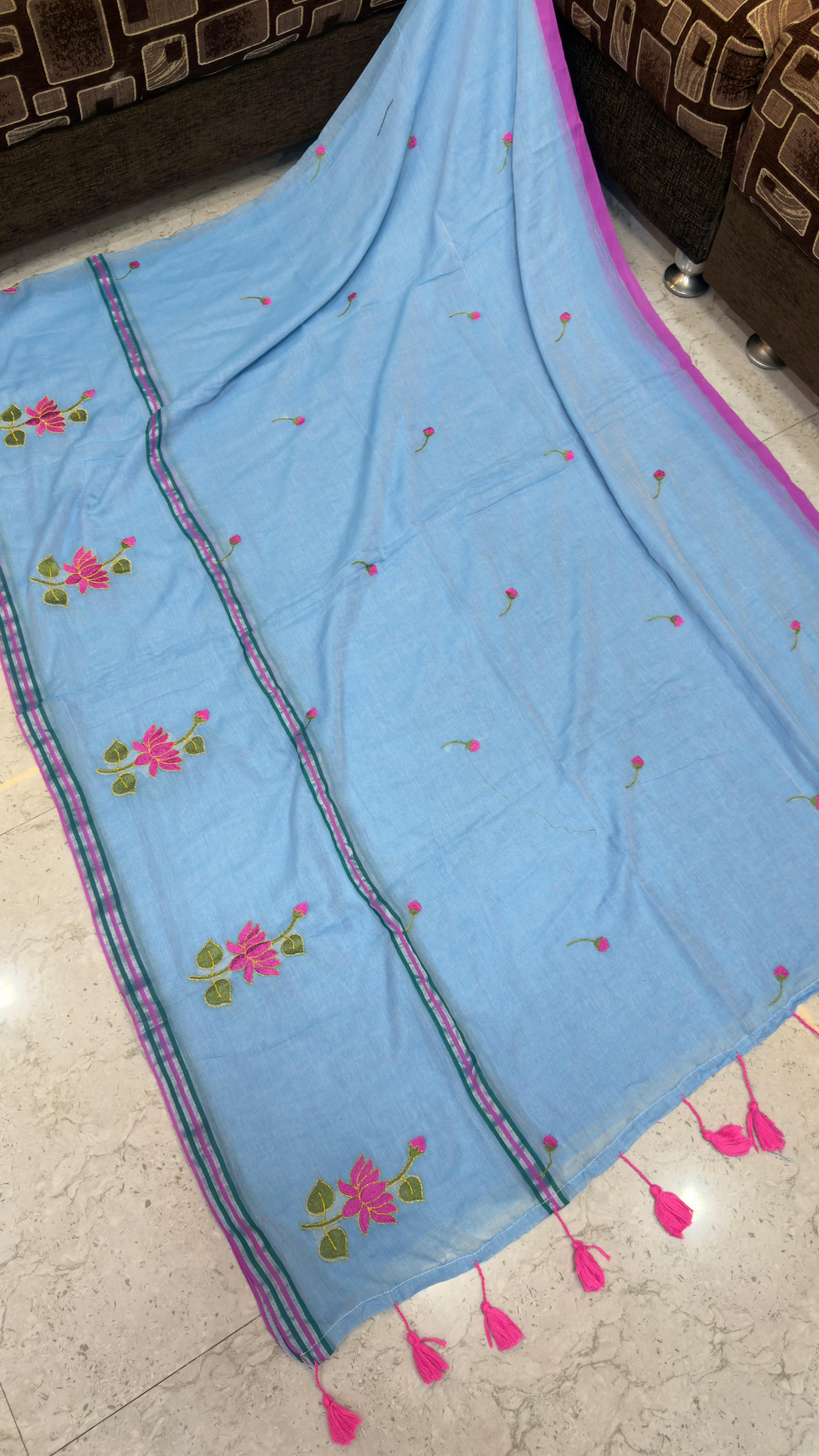 Mull cotton with embroidery