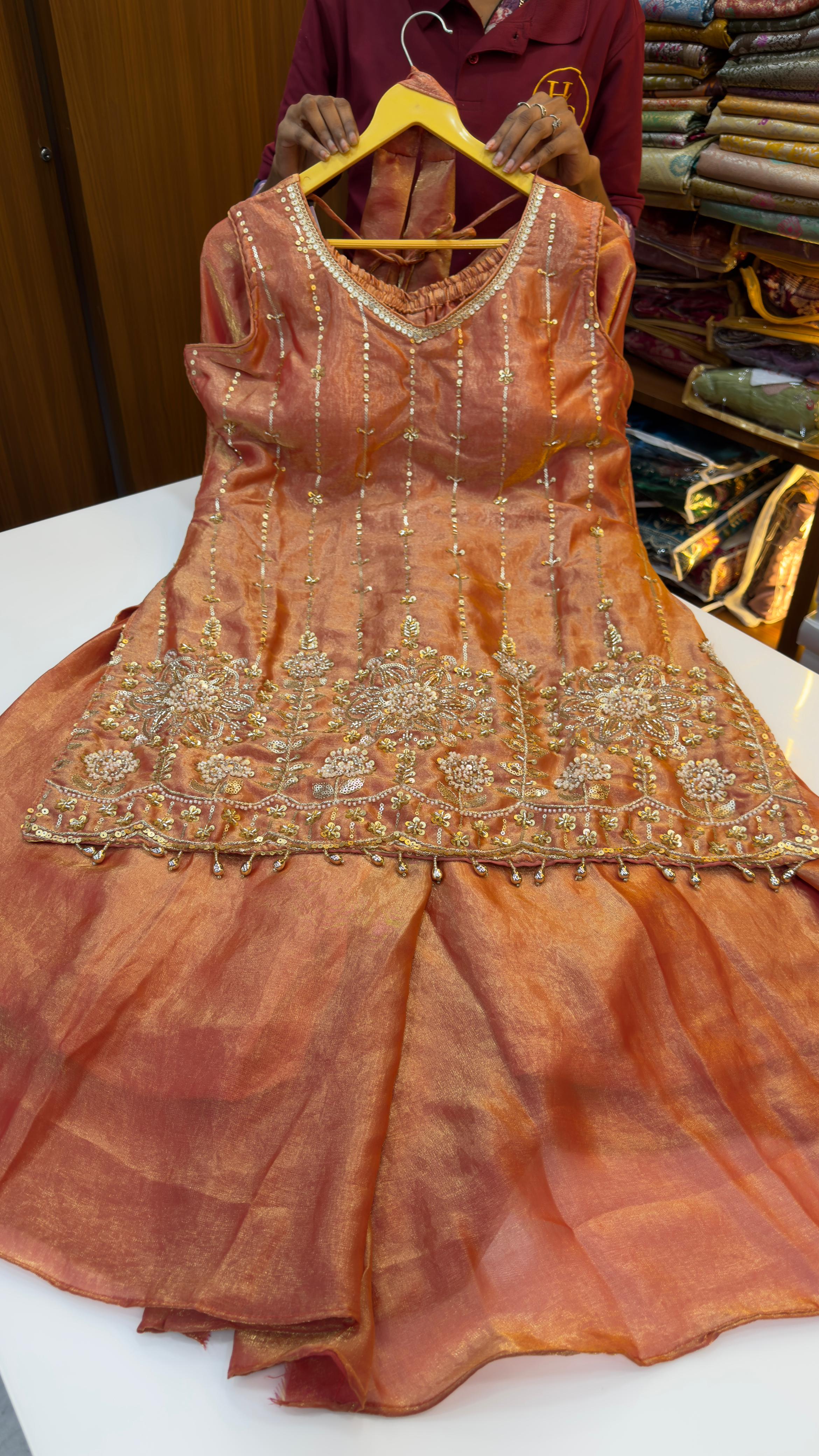 Peach Shimmer Sharara