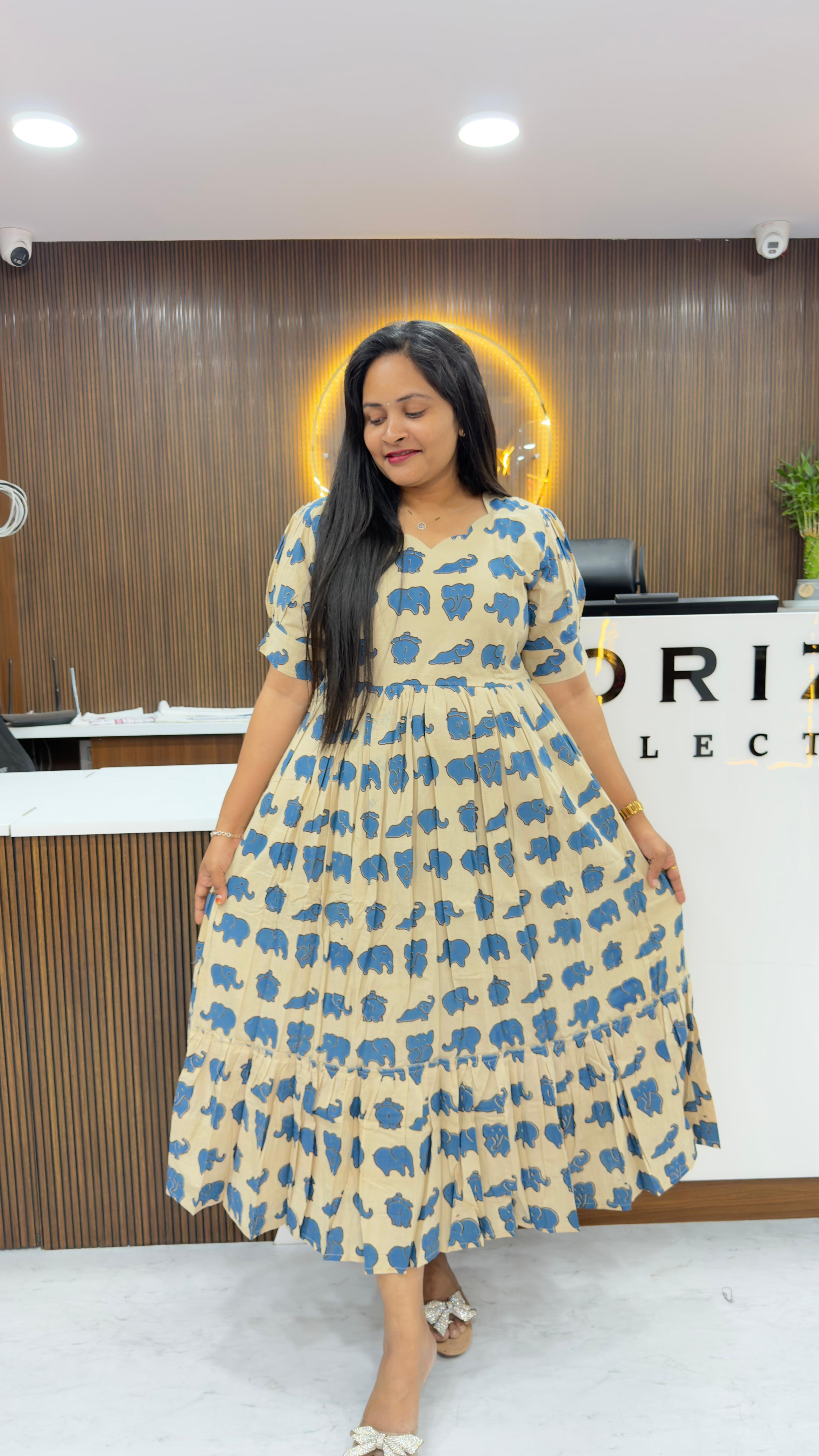 Kalamkari Cotton Frocks M to 4Xl