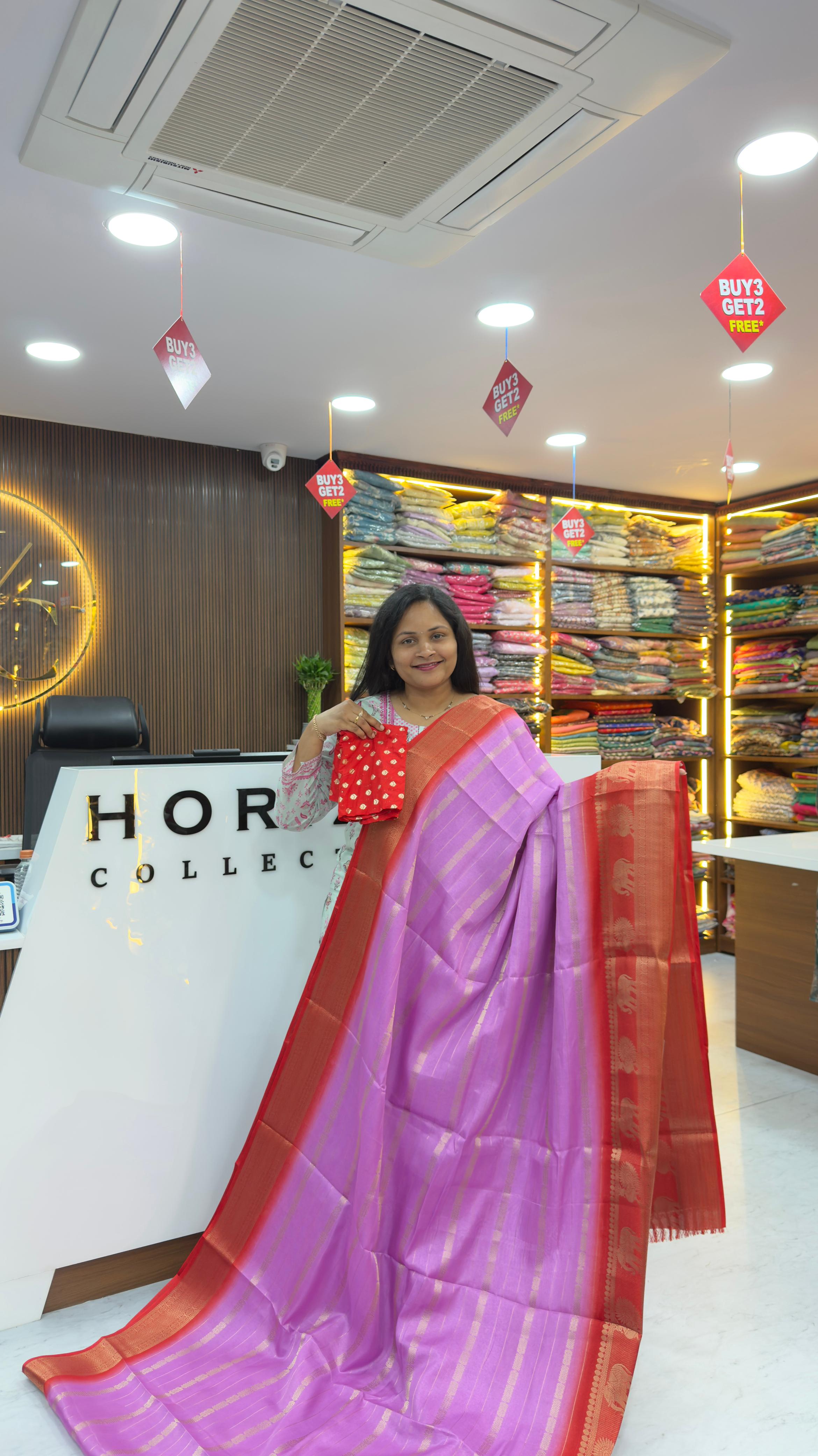 Lavender Red Dharmavaram Silk