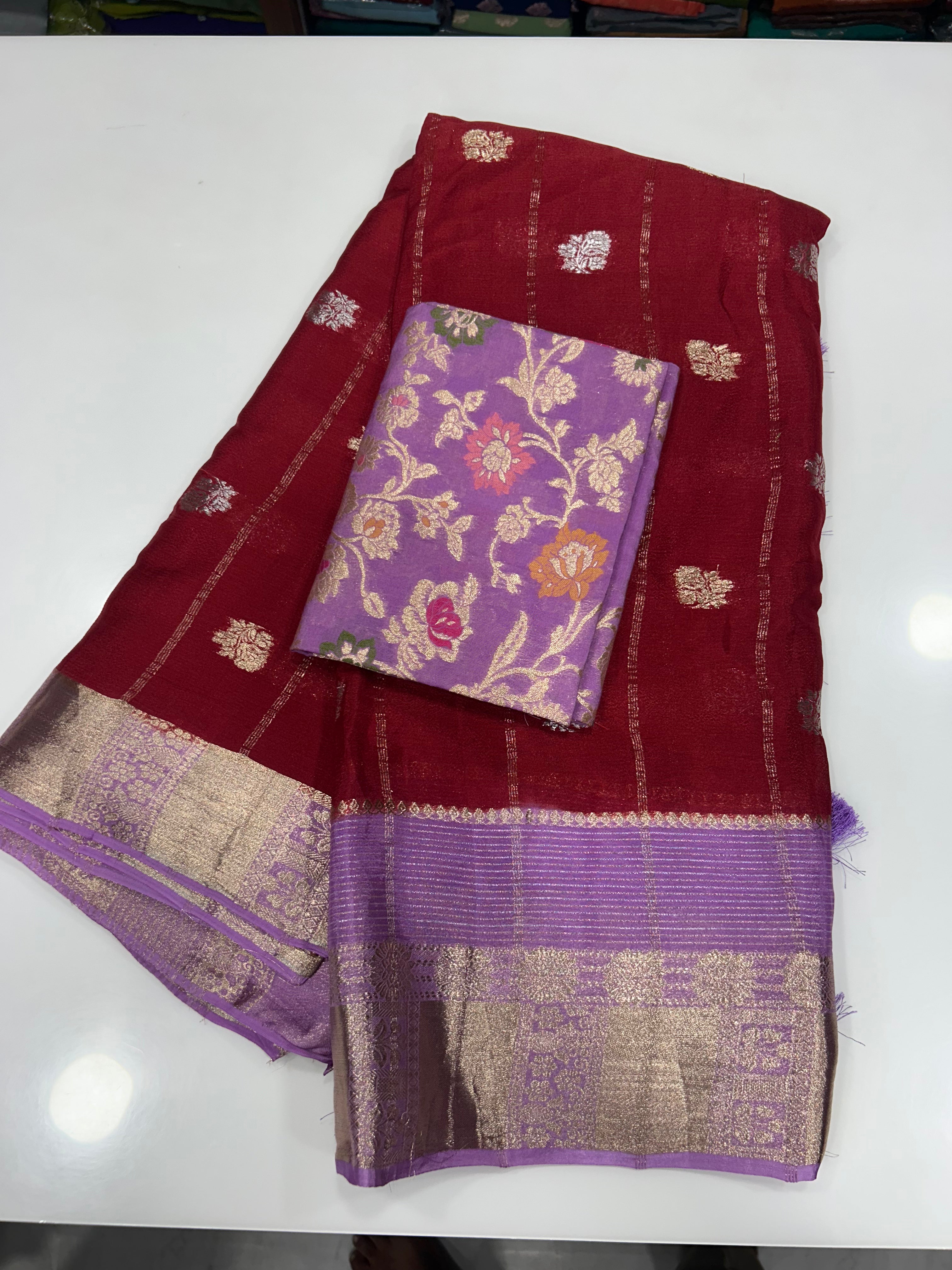 Pure premium Chinon sarees
