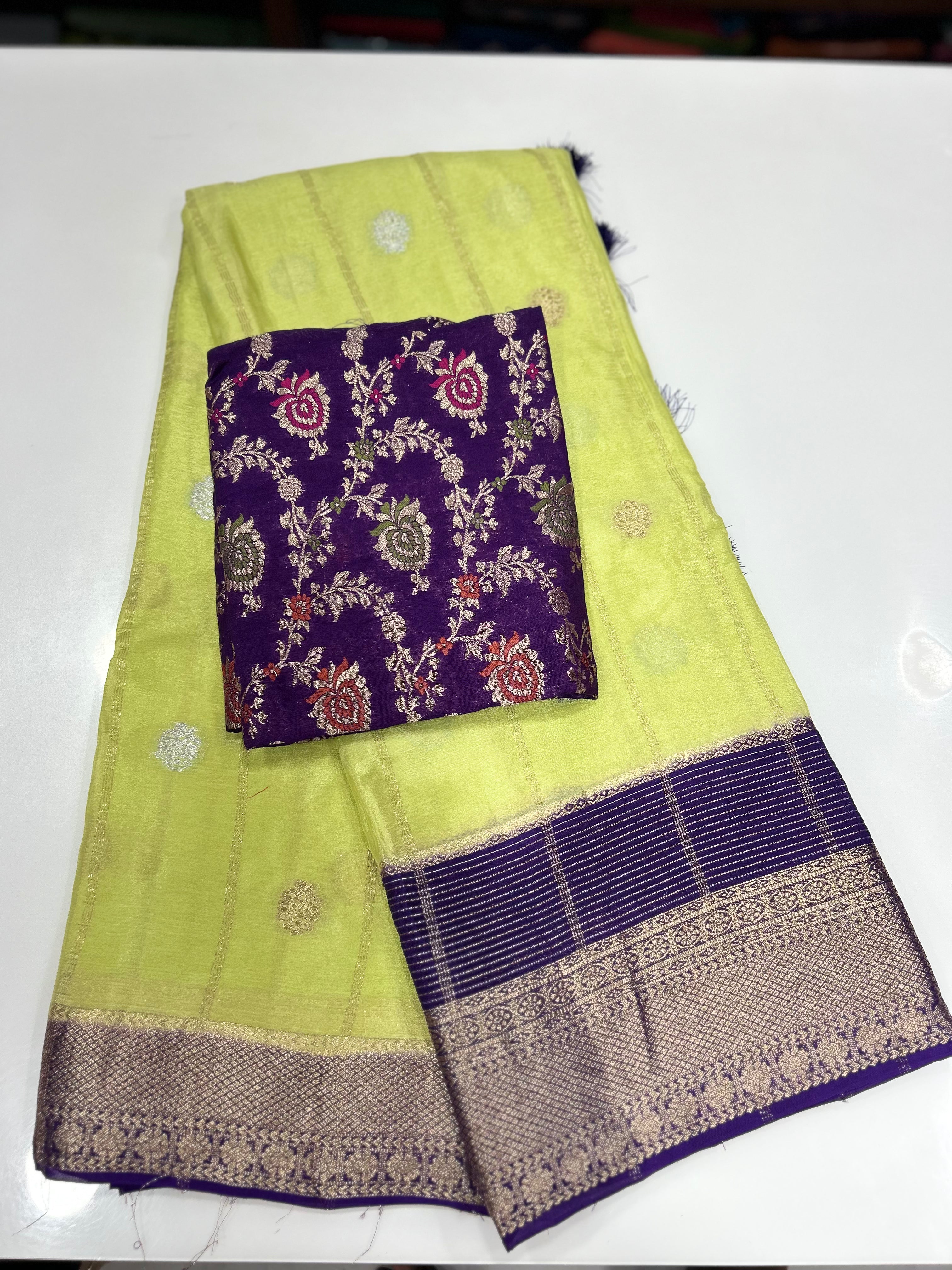 Pure premium Chinon sarees