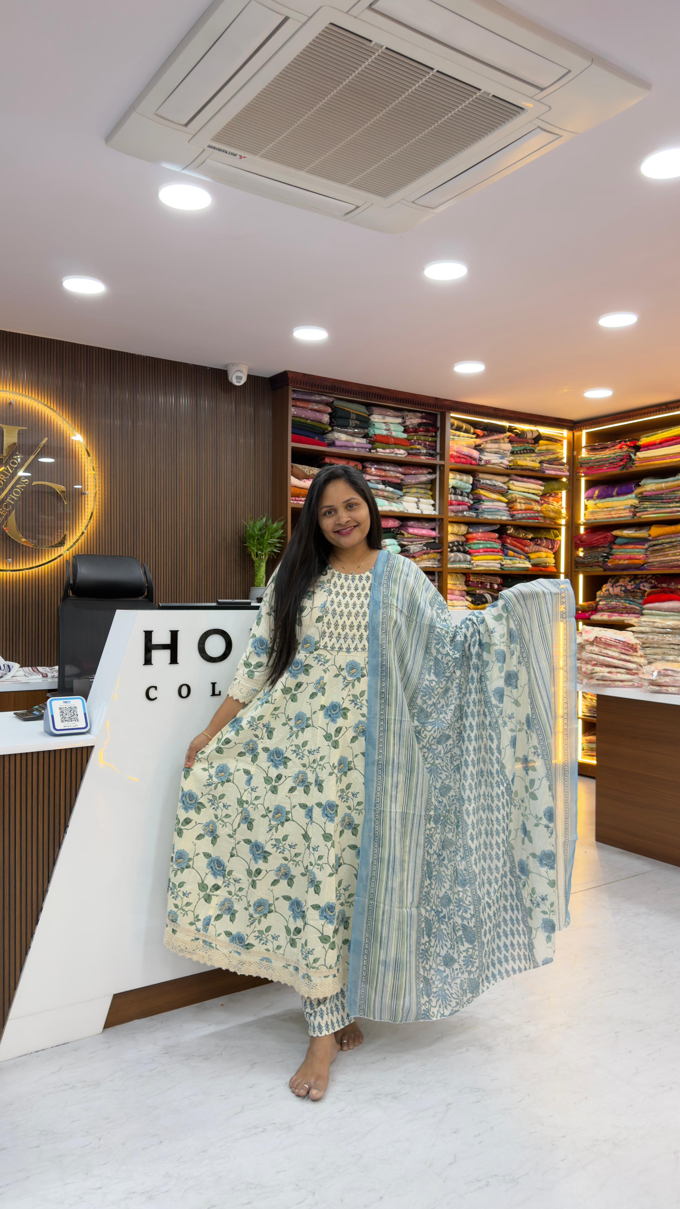 Pure Jaipuri Cotton Anarkali Set