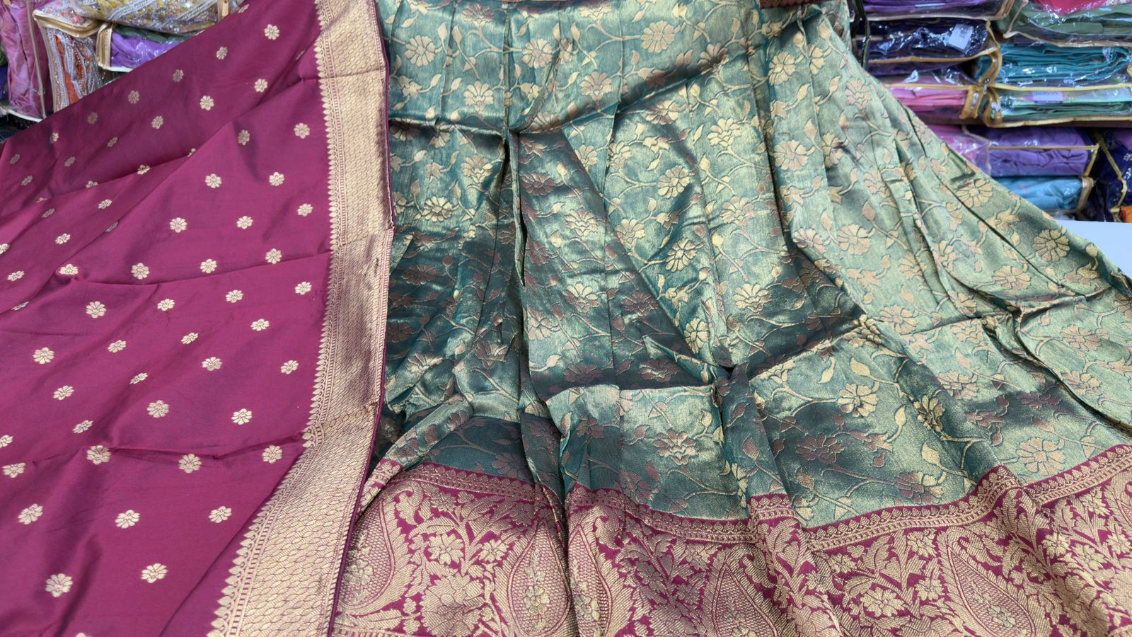 Banarasi lehengas in Kanchi Style