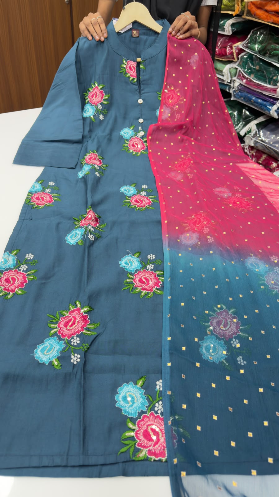 Roman silk 3 piece collar neck dress