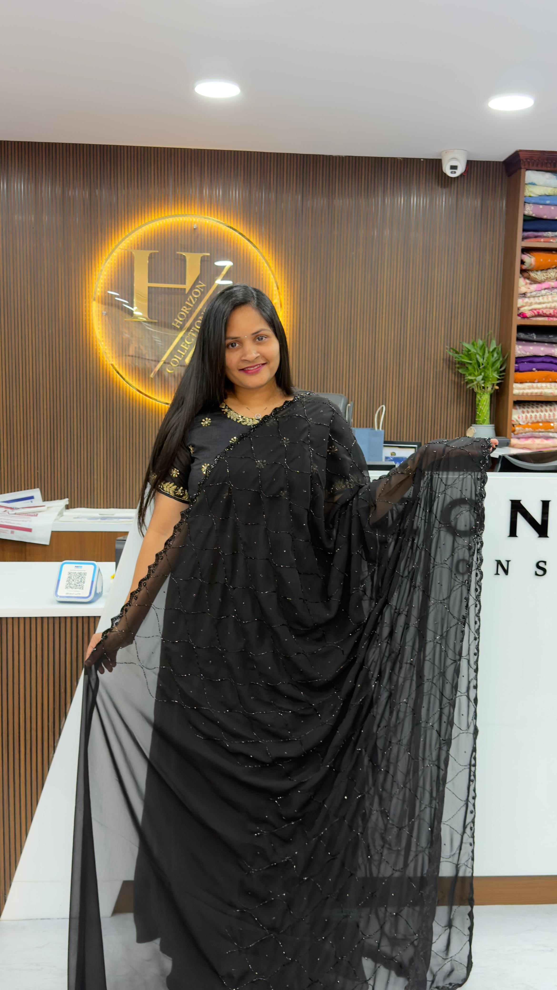 Black Special Work Saree