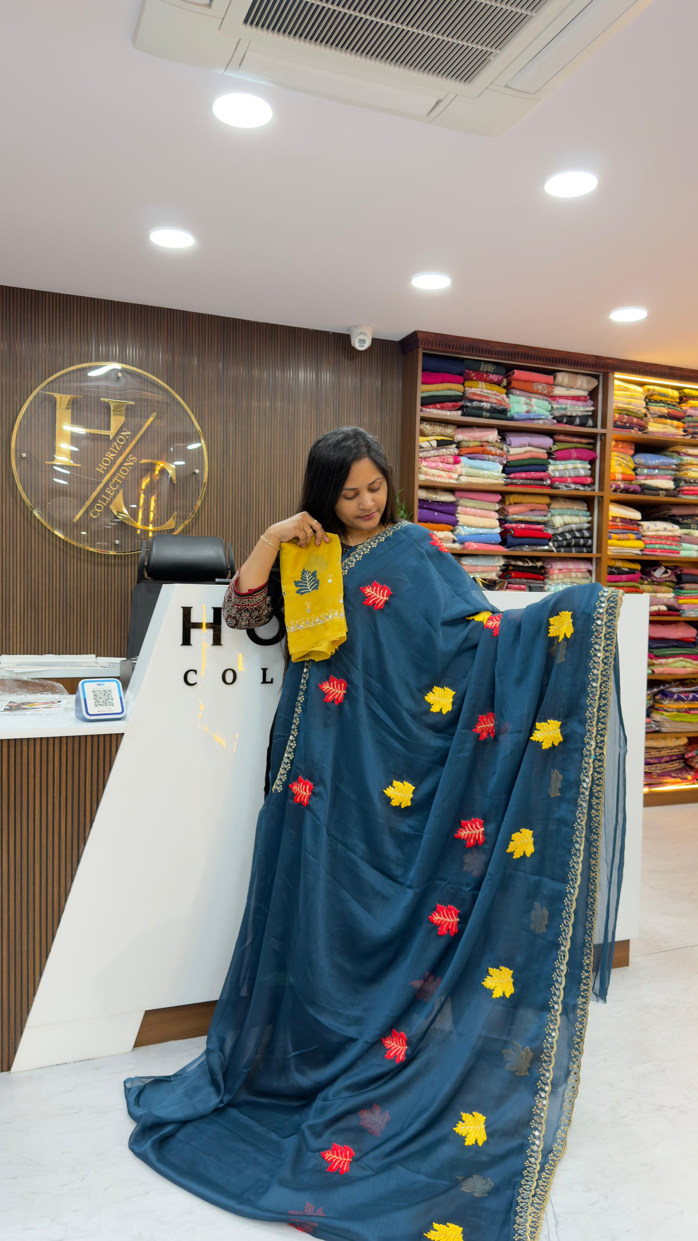 Rongali Silk Party wear chiffon saree