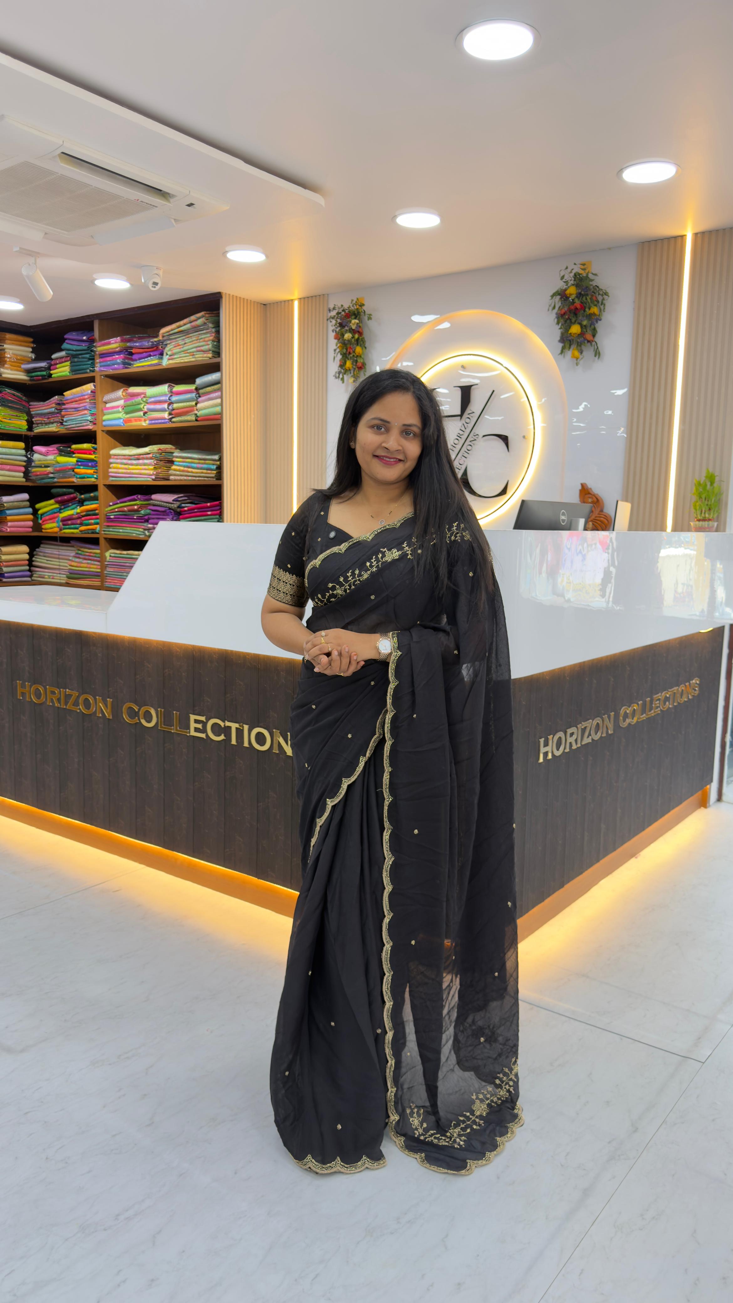 Maggam work party wear saree
