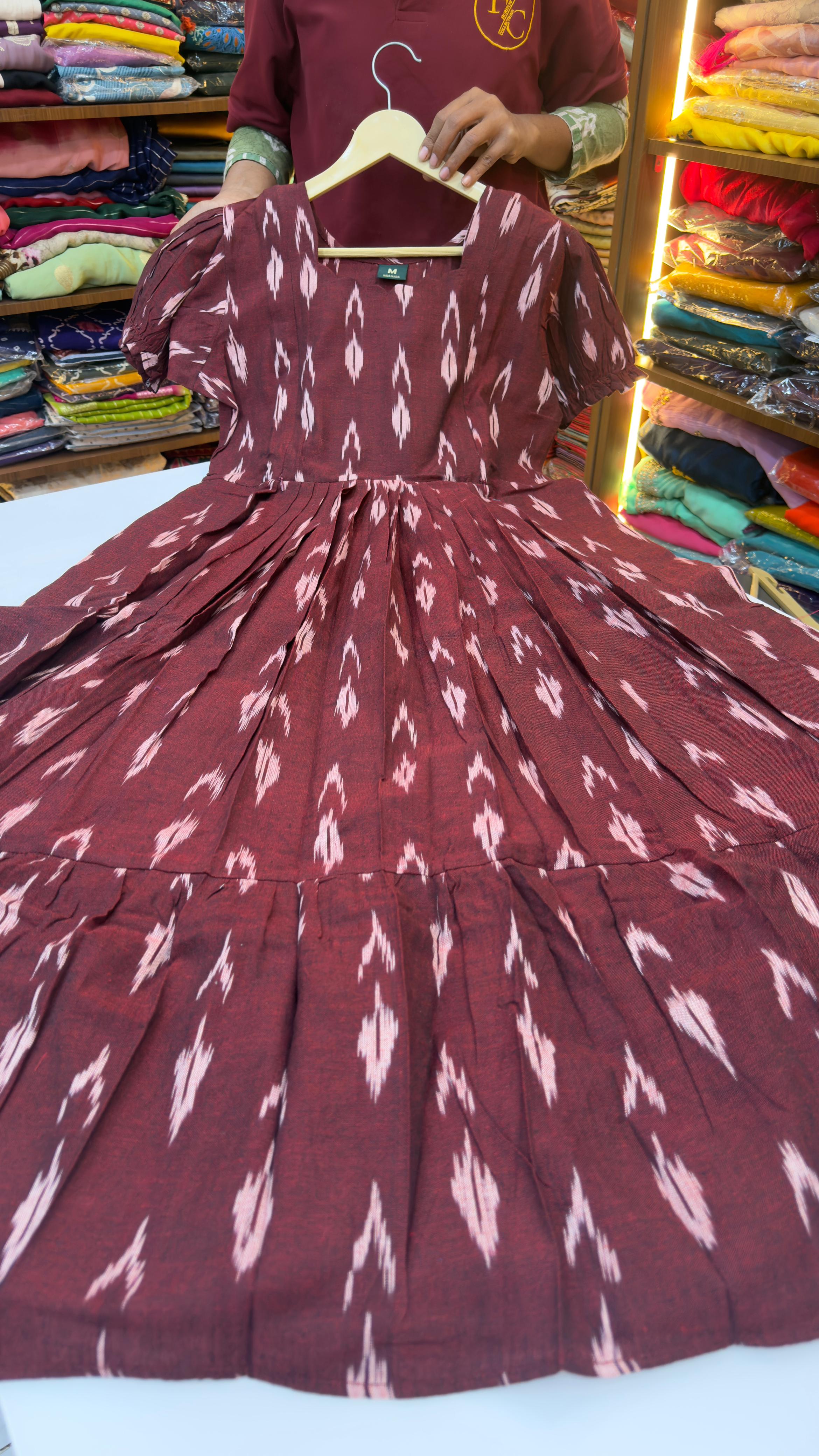 Ikkat Cotton Feeding Frocks