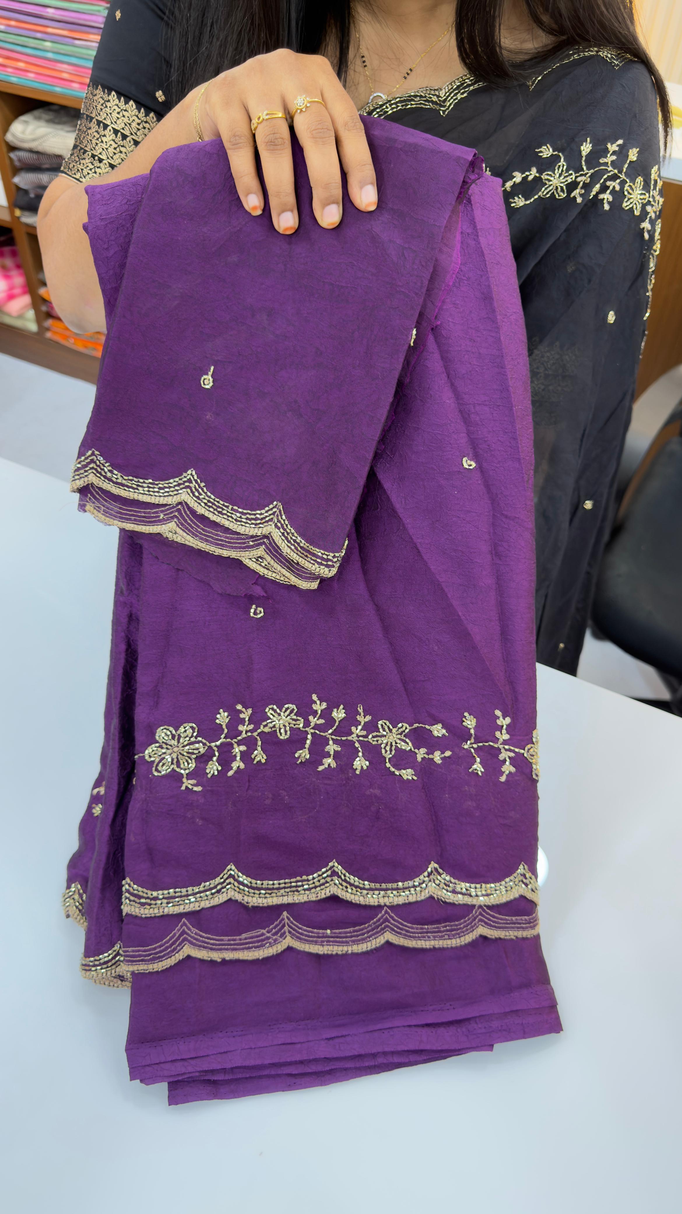 Maggam work party wear saree