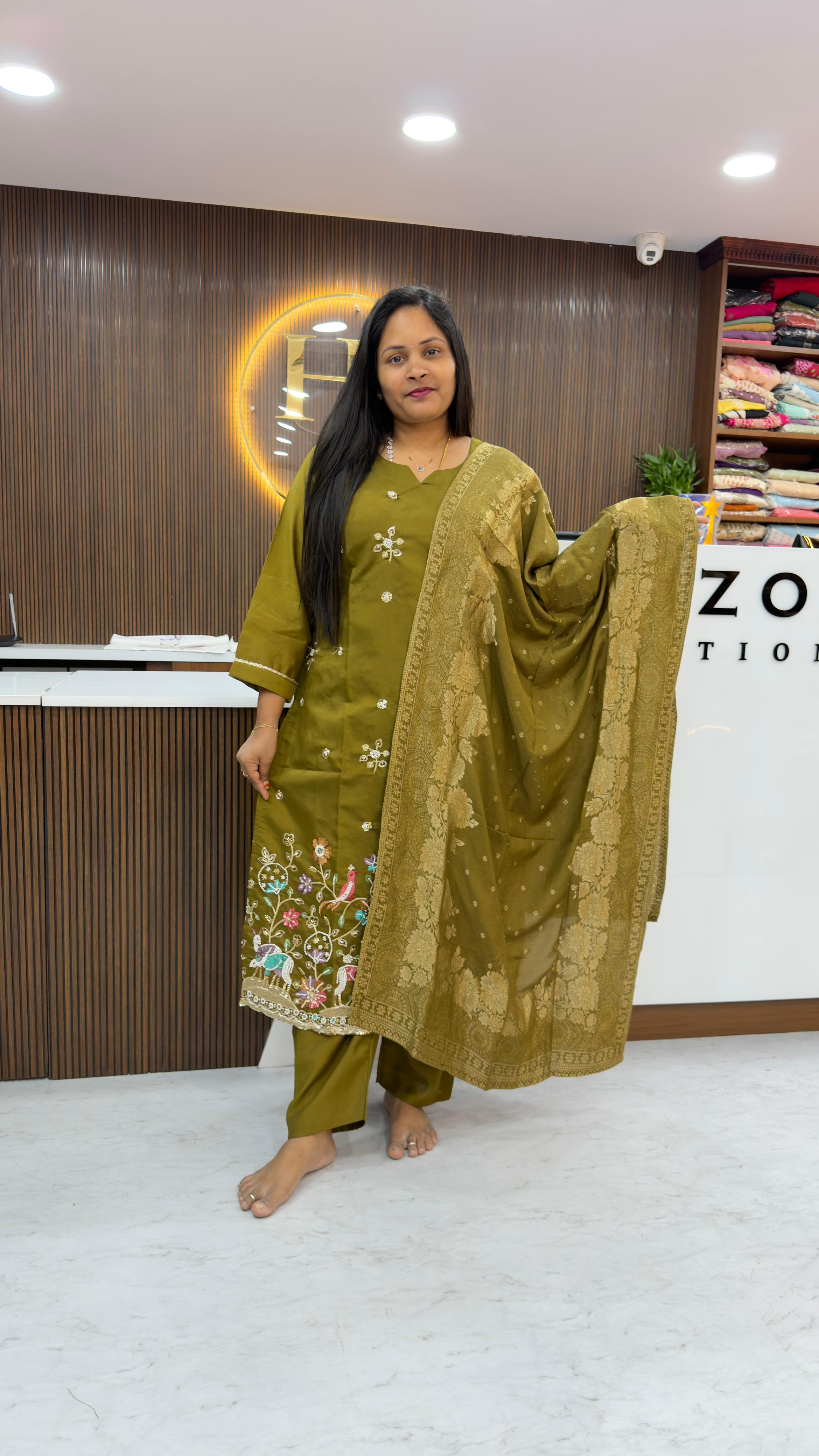Party wear 3 piece set with Banarasi dupatta