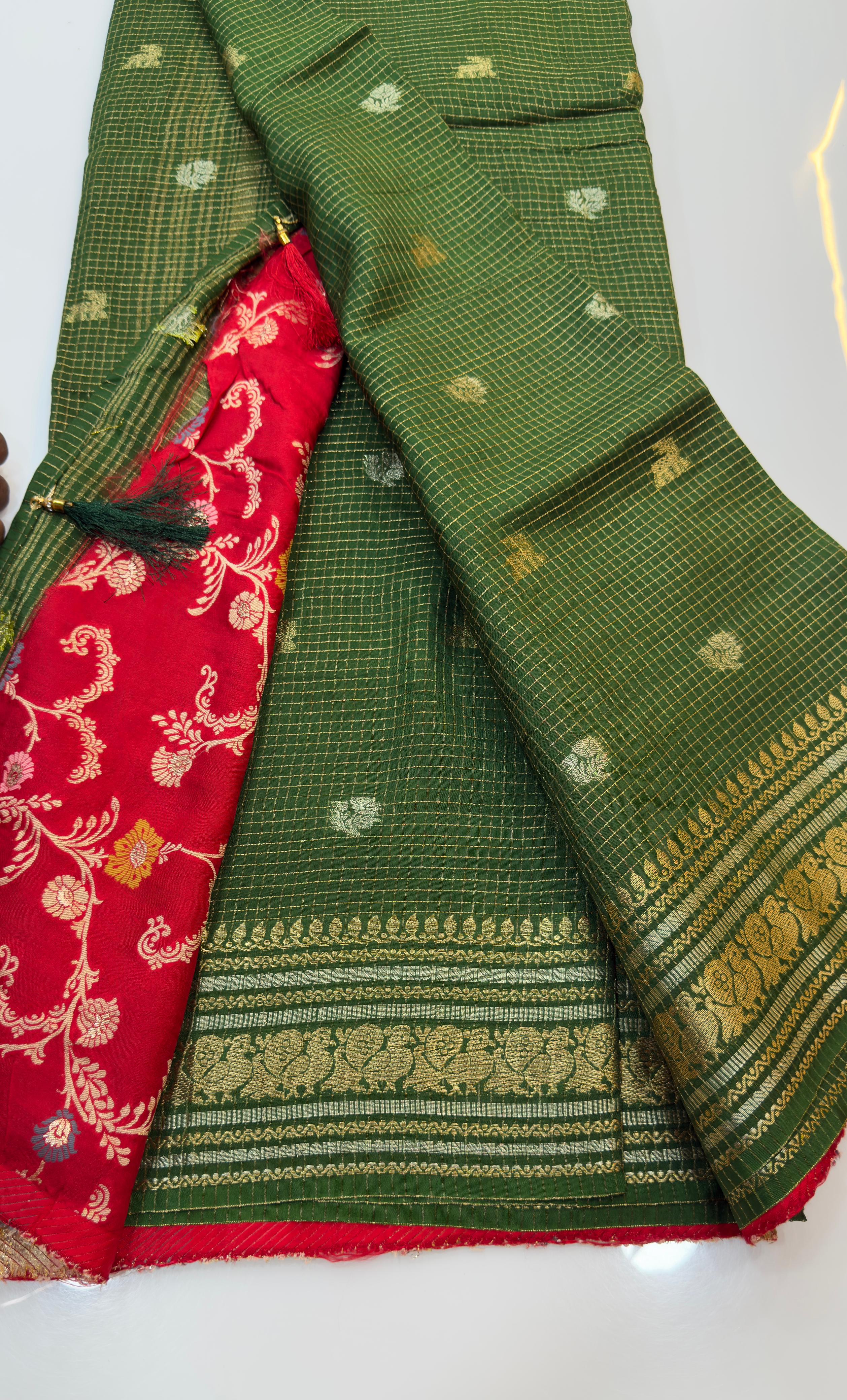 Orange Special Traditional Chexs saree