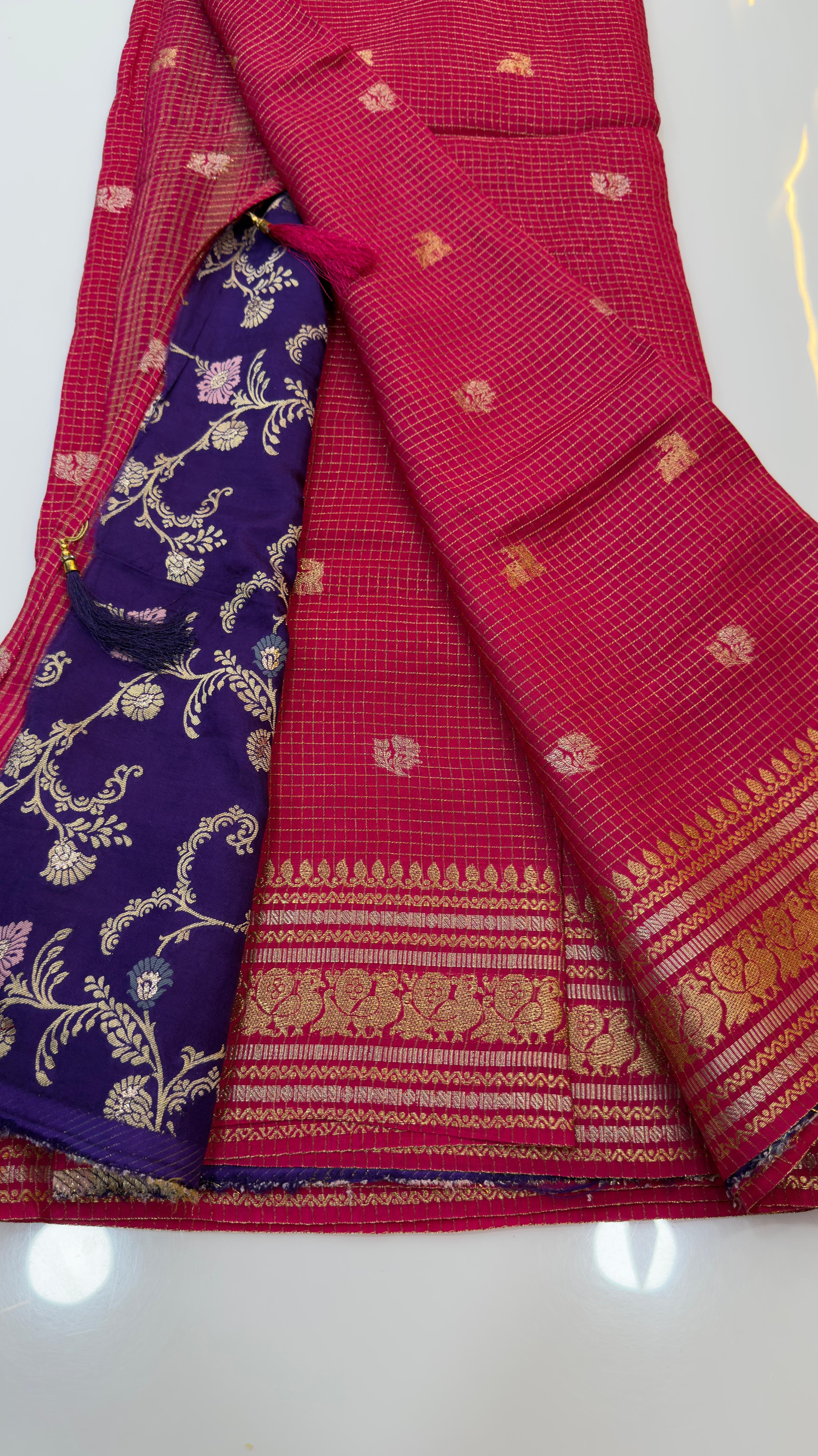 Orange Special Traditional Chexs saree