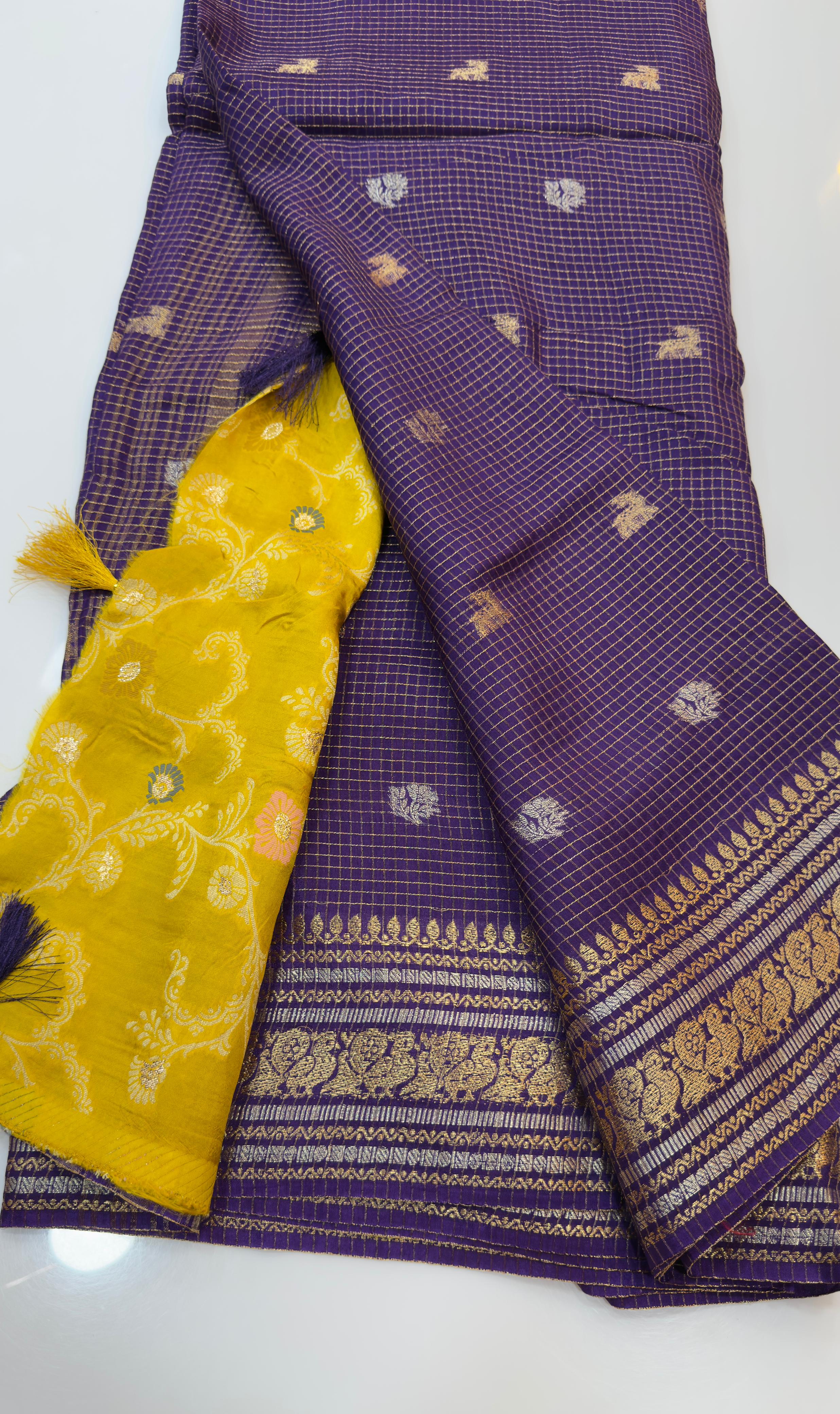 Orange Special Traditional Chexs saree